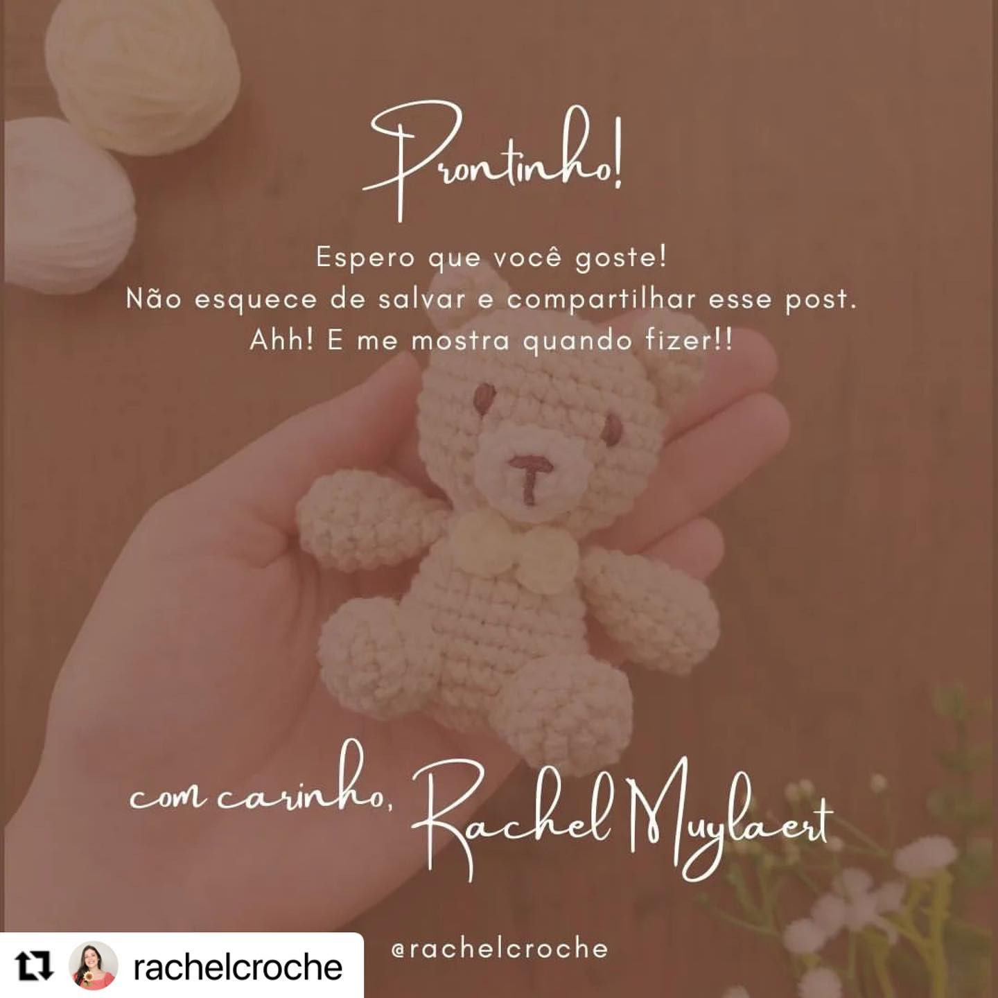 RECEITA GRATUITA
Receitinha fofa da @rachelcroche

Apaixonada nesse mini 🐻