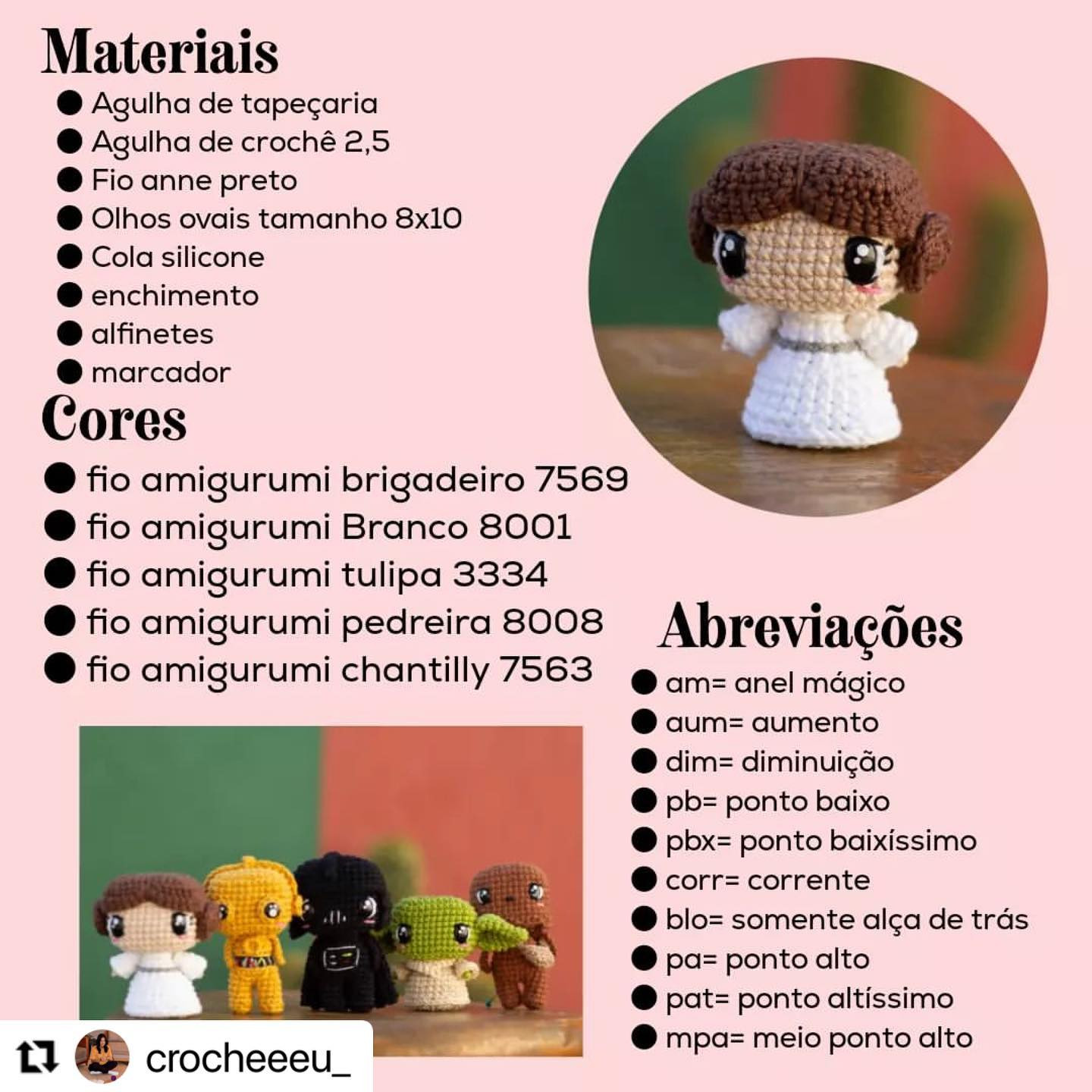 RECEITA GRATUITA
Receitinha Minigeek da @crocheeeu_

Já estão seguindo ela? Sigam lá que tem muitas novidades.