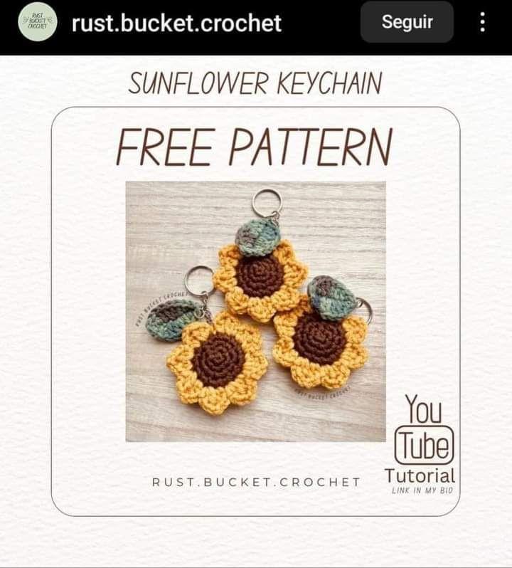 sunflower keychain free pattern