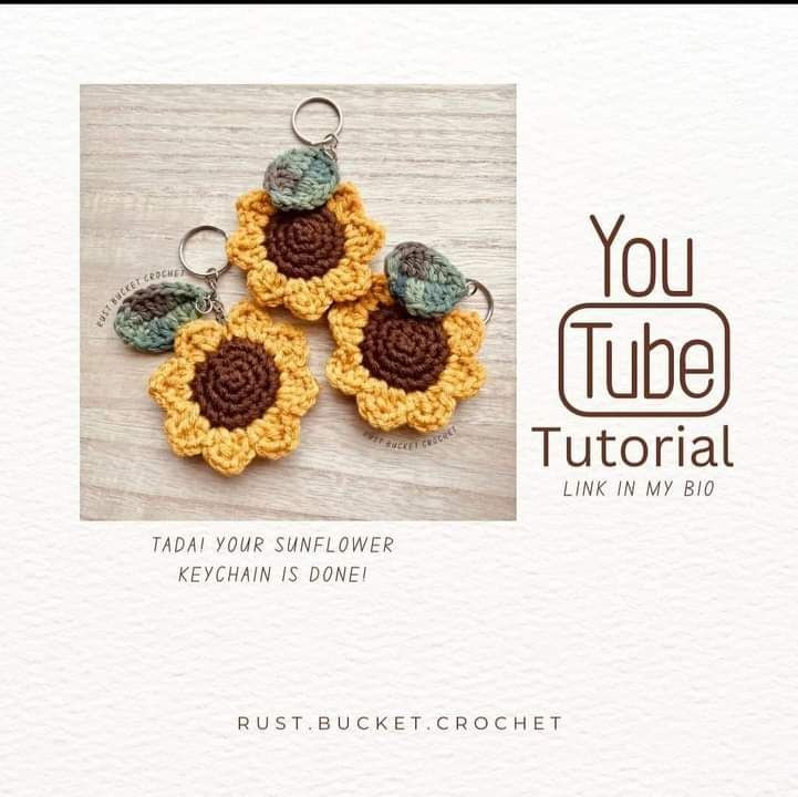 sunflower keychain free pattern