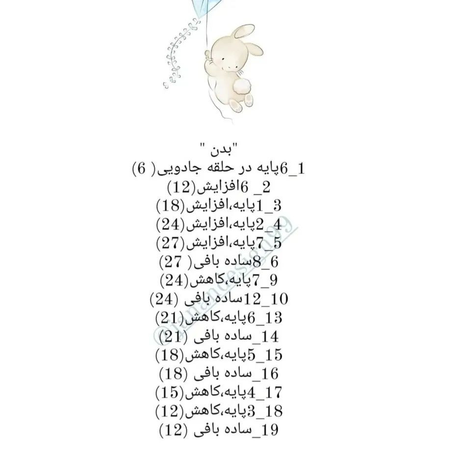 الگوی قلاب بافی برای خرگوش قهوه ای با پیراهن آبی.