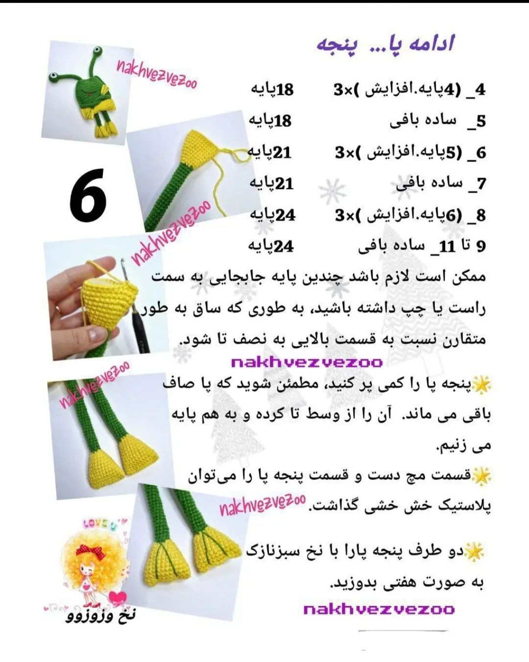 الگوی قلاب بافی برای قورباغه قلاب بافی با چشم.