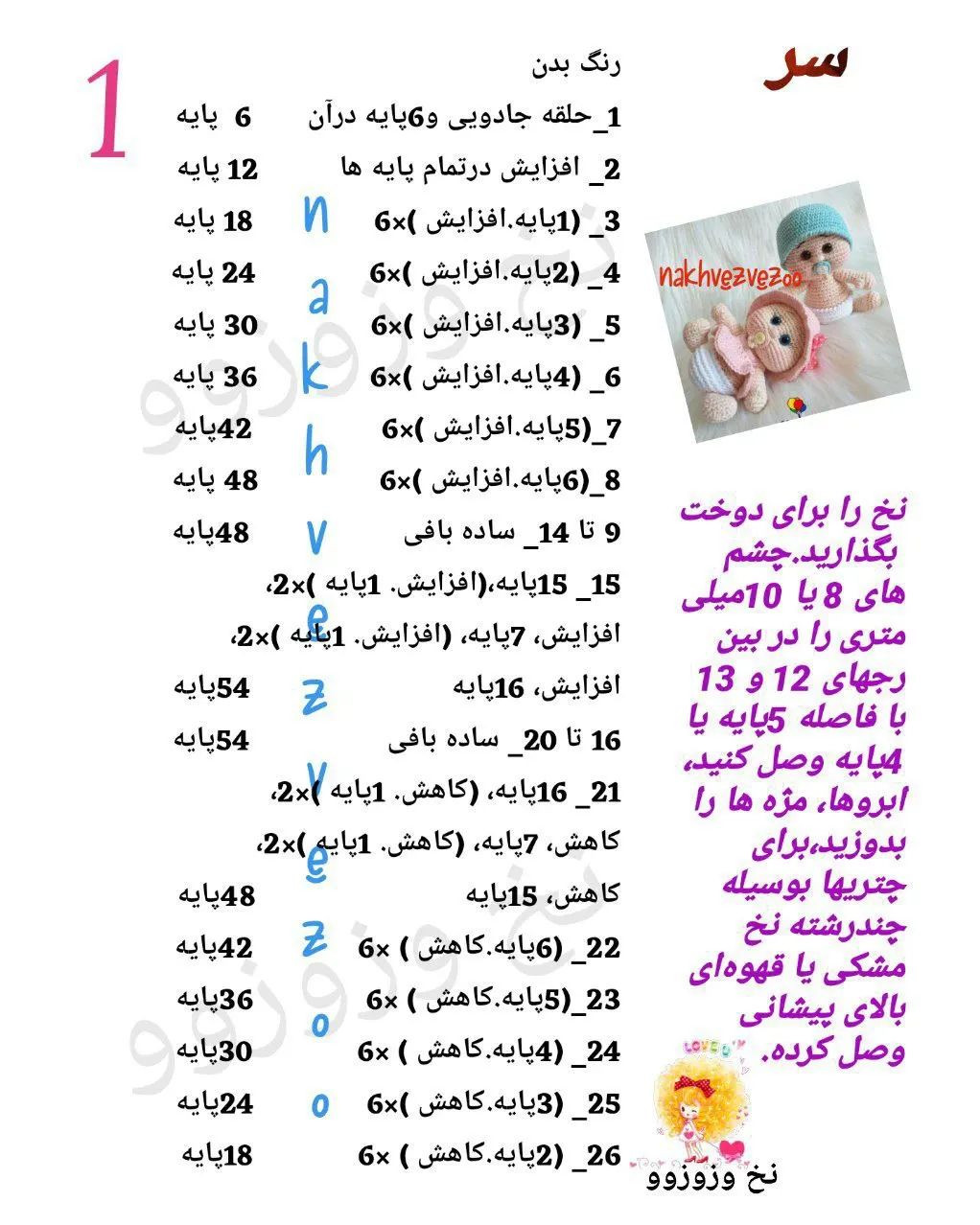 الگوی قلاب بافی برای پستانک نوزاد.