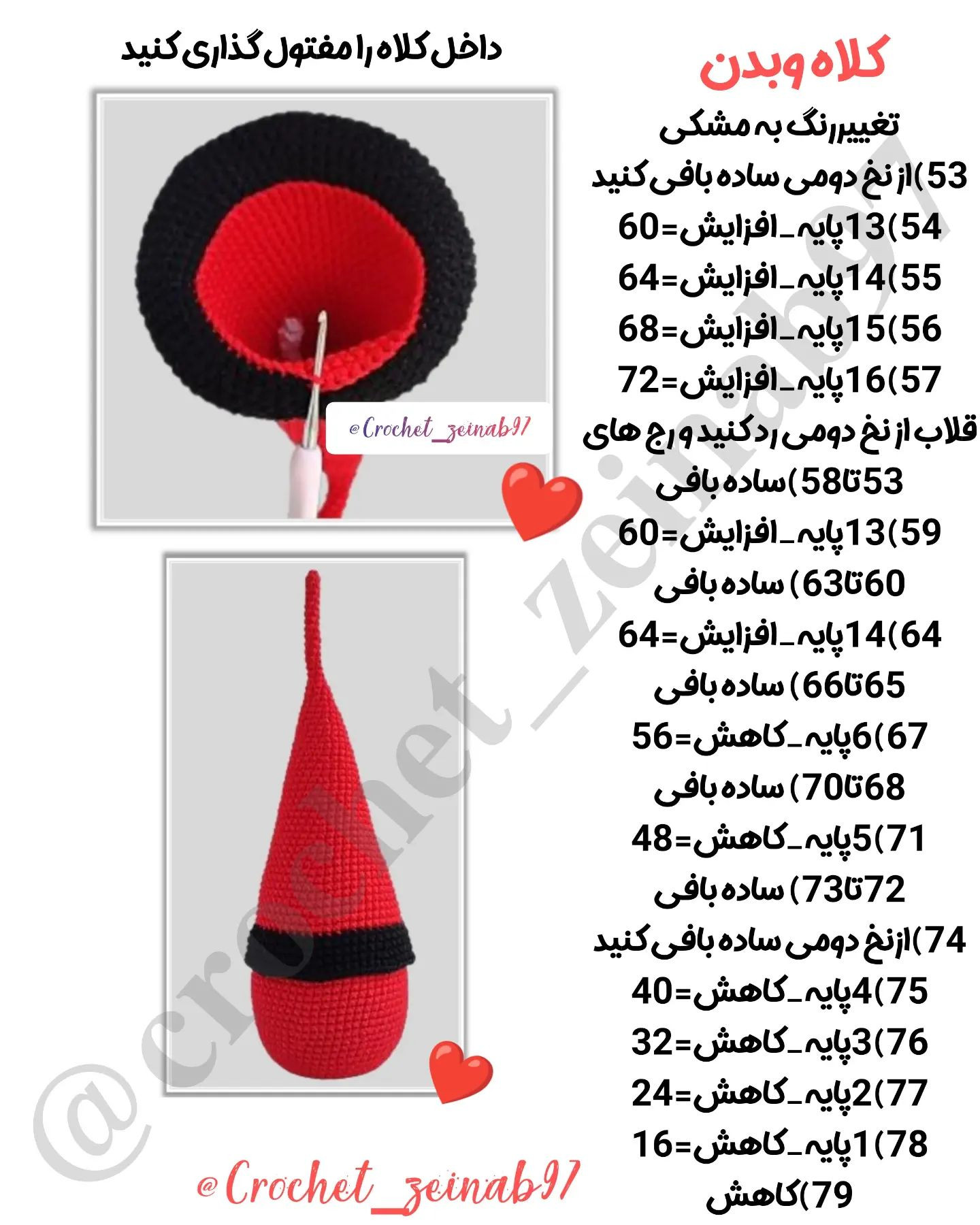 الگوی قلاب بافی گنوم با کلاه سوسک، گل های سفید، کلاه قرمز، ریش سفید.