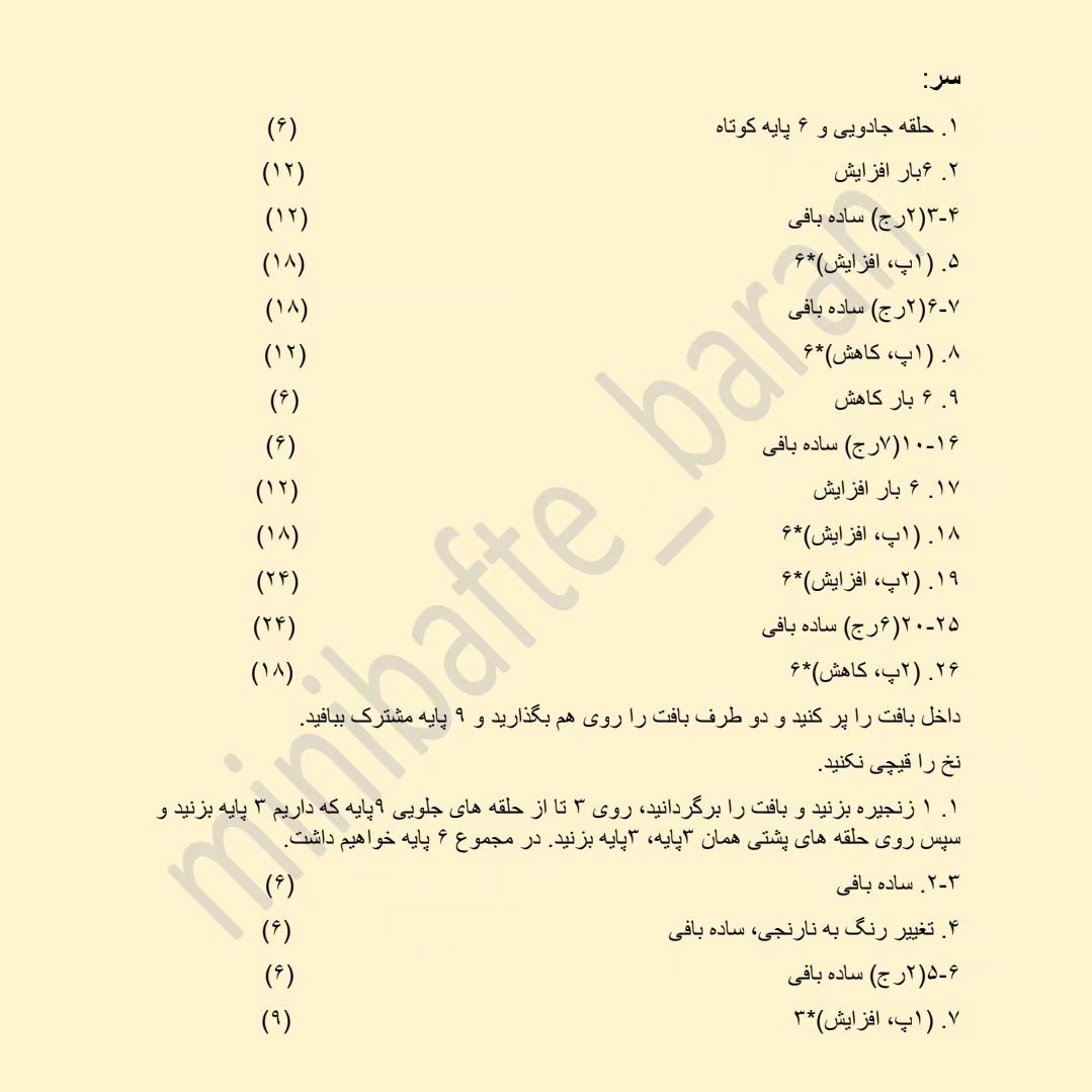 ببینین براتون چی ترجمه کردم🤩اول یه نکته بگم، میتونین رج ۱۰ تا ۱۶ که ۷ رج ساده بافیه، ۳۰