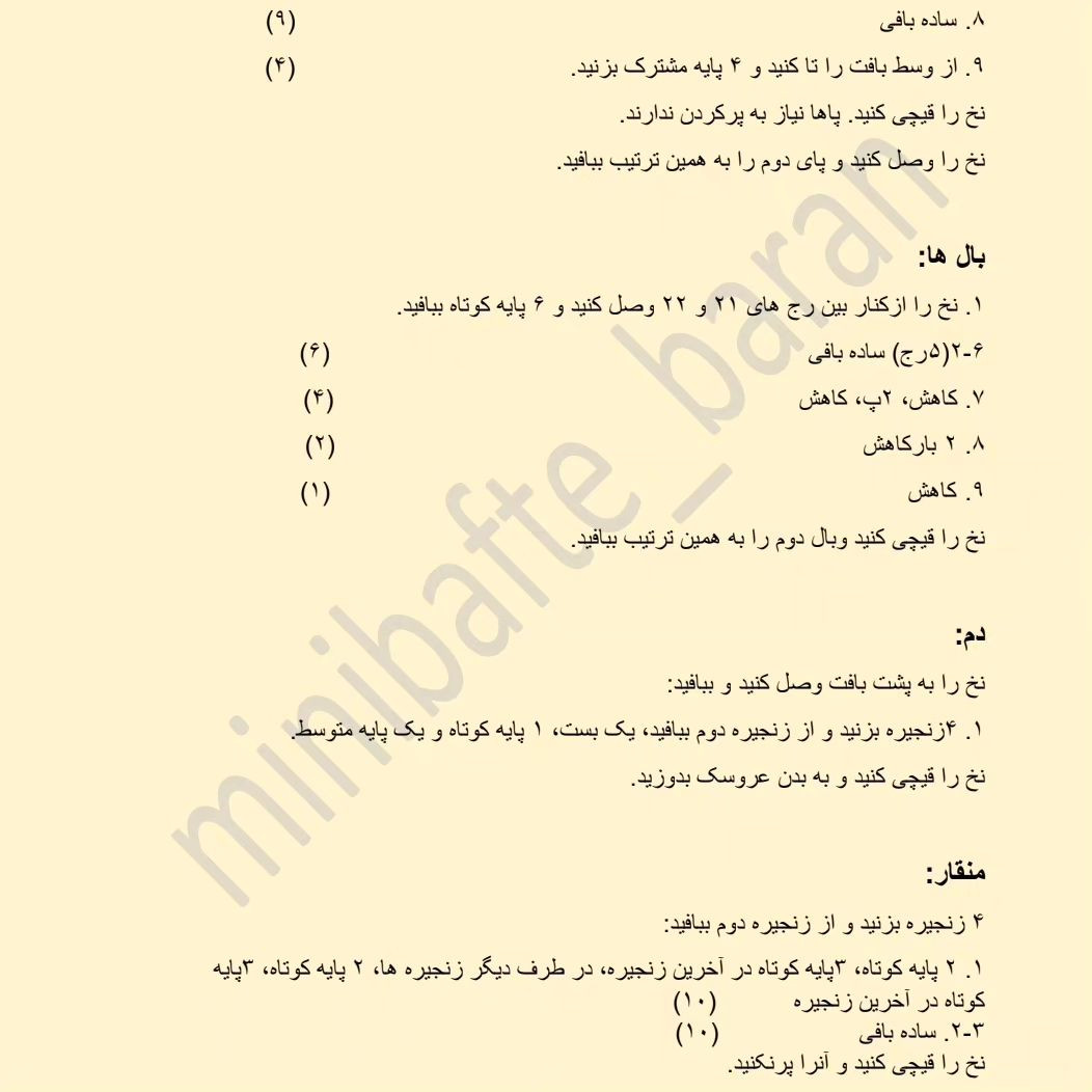 ببینین براتون چی ترجمه کردم🤩اول یه نکته بگم، میتونین رج ۱۰ تا ۱۶ که ۷ رج ساده بافیه، ۳۰