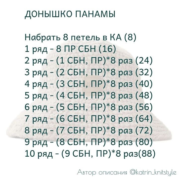 Бесплатное описание вязания теплой панамы из плюшевой пряжи от автора @katrin_knitstyle 🌷