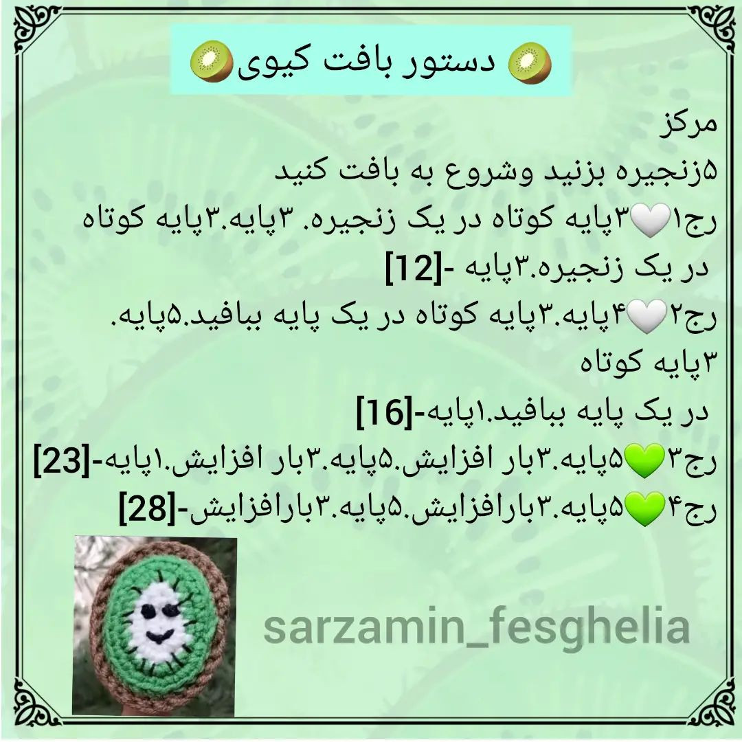 🍐دستور بافت میوه انگشتی🍌این دستور بافت برای معلم ها و مربیان مهد کودک وپیش دبستانی عالی