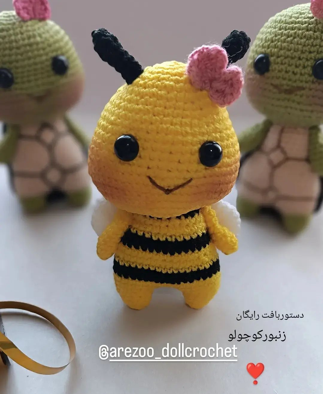 دستوربافت رایگان💫بازم یه دستور دیگه از مجموعه حیوانات کوچولو🥰زنبور کوچولو🐝🐝🐝🐝🐝این