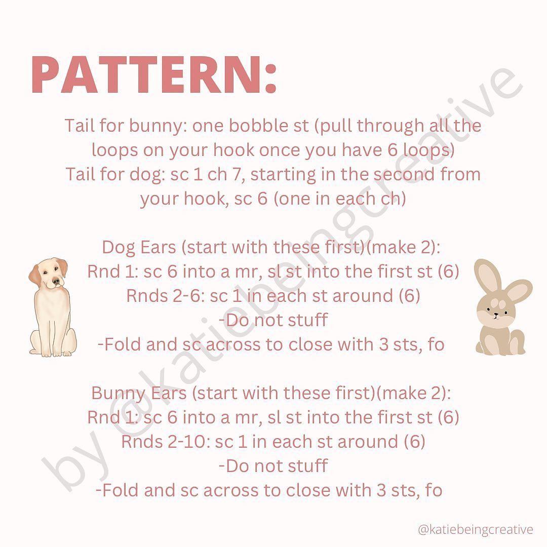 free 2 in 1 dog & bunny crochet pattern