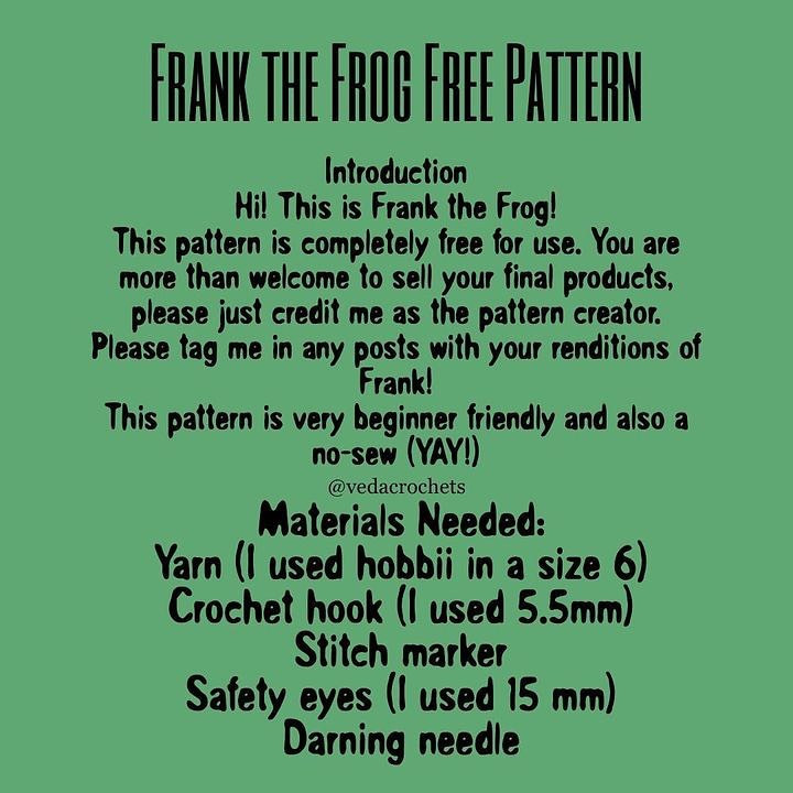 free pattern frank the frog