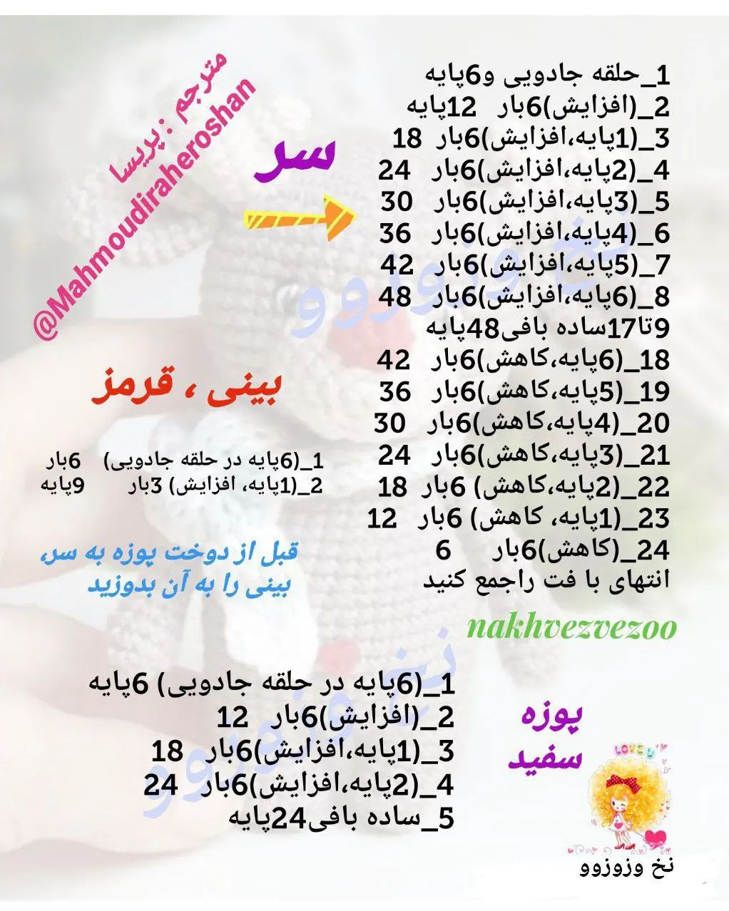 گوزن خاکستری و گربه سیاه با طرح قلاب بافی کلاه نارنجی.