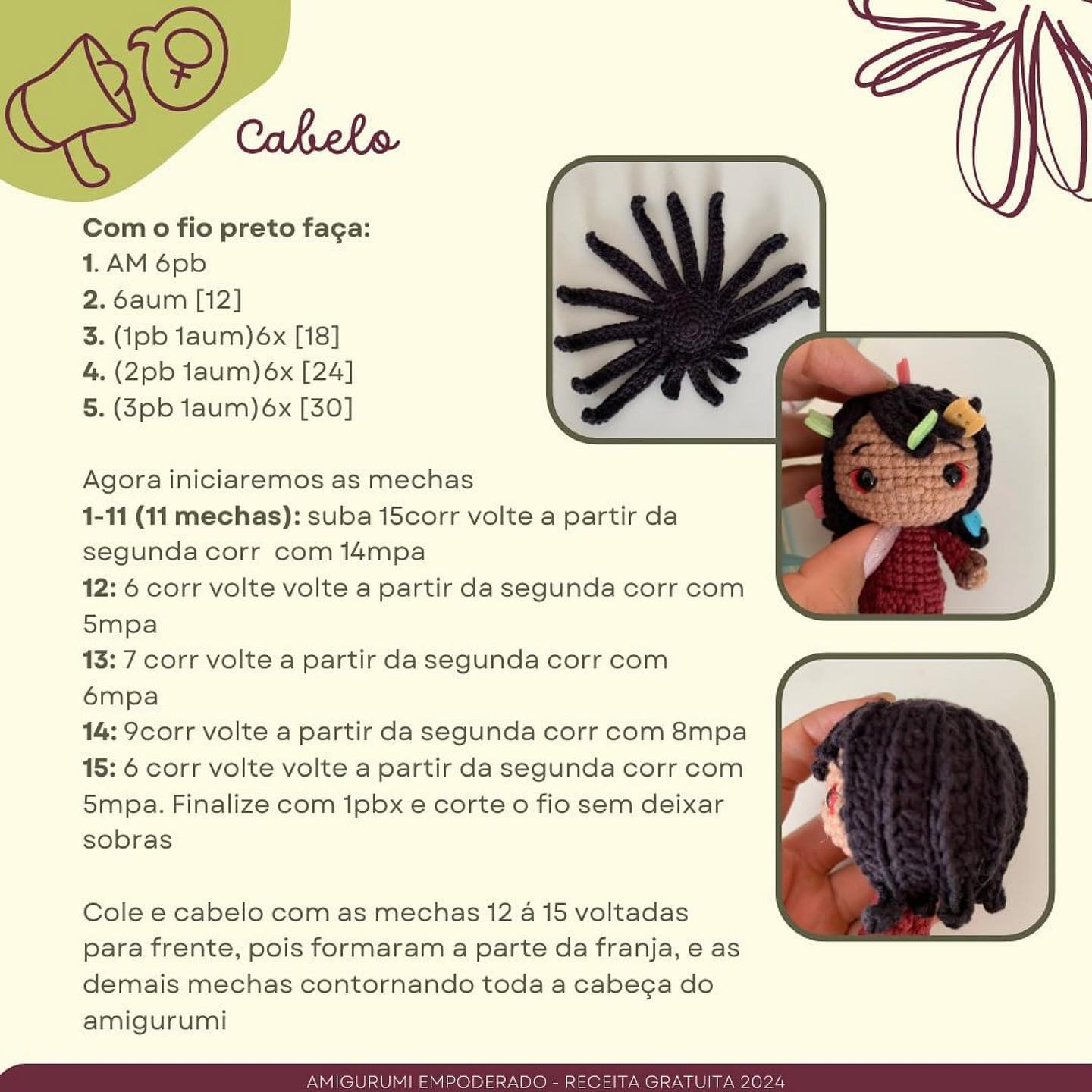 Receita gratuita @feiticeiradosnovelos 🌻.Por favor marque e siga o perfil do autor ao pu