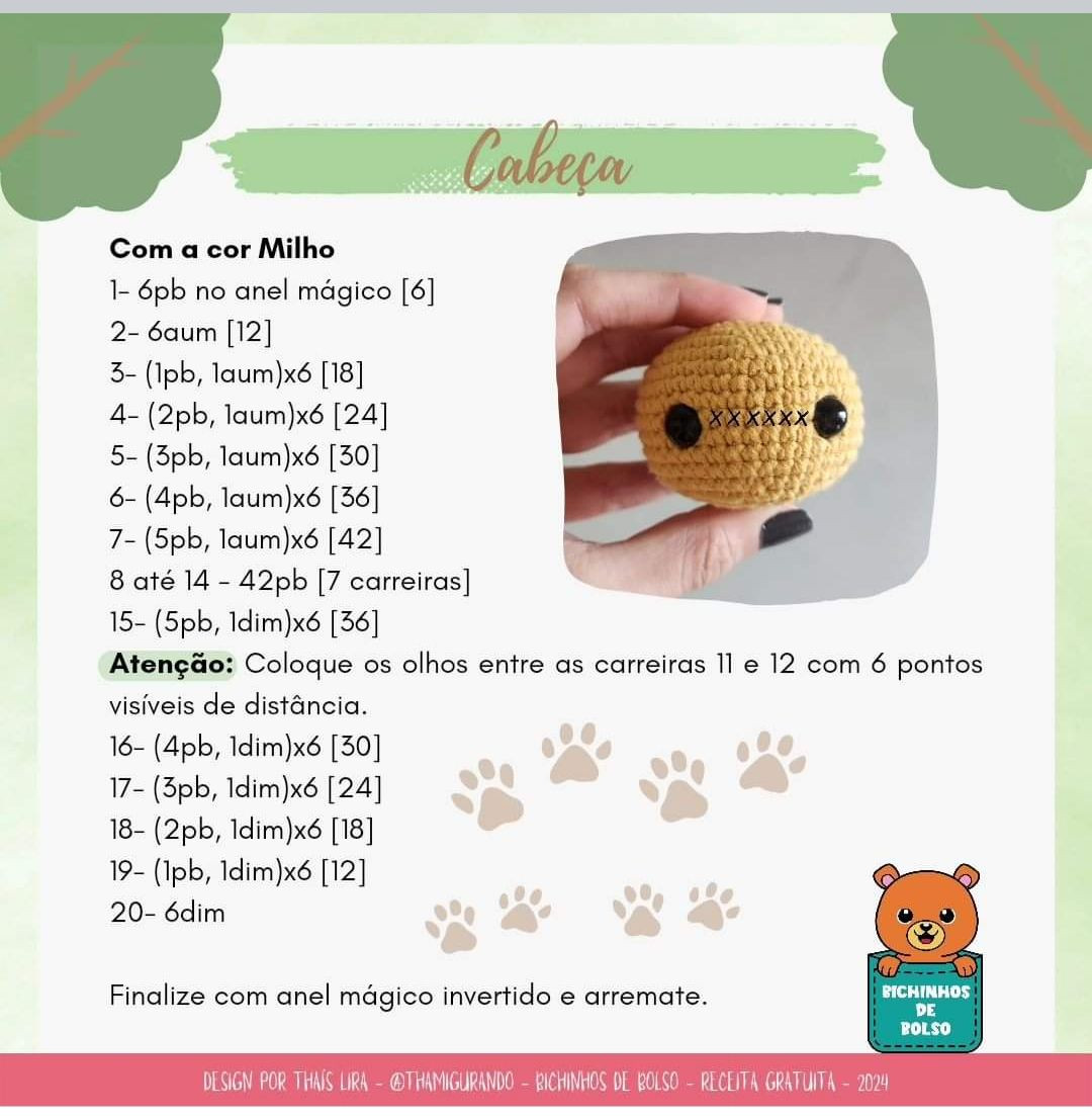 ✨️RECEITA GRATUITA - Heitor, o Leão, para a colab Bichinhos de Bolso | 1ªed. 🐻 #bichinho