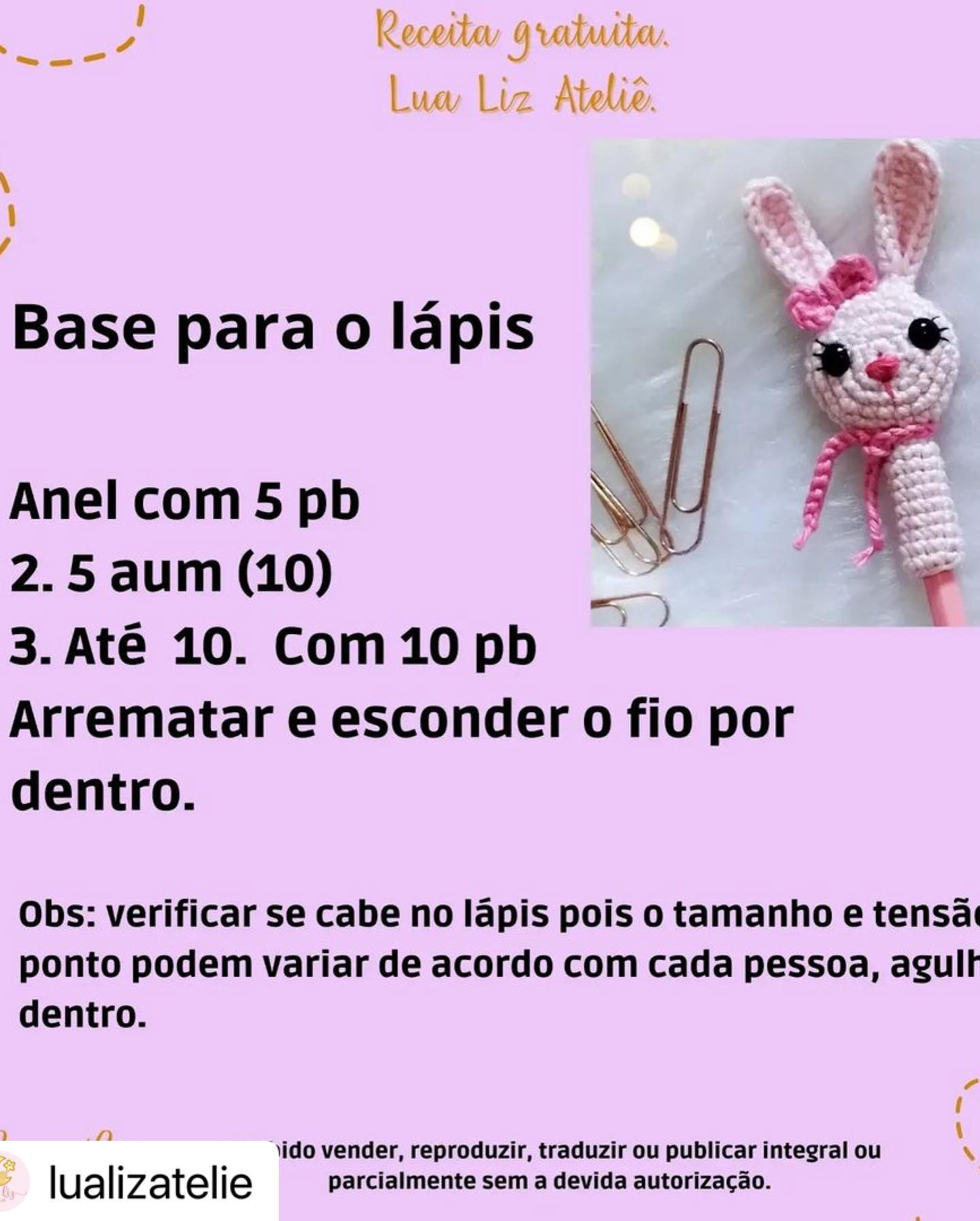 RECEITA GRATUITA Receitinha Ponteira de lápis da @lualizatelie PÁSCOA 🐇🥕🍫Amei l!!!!😍S