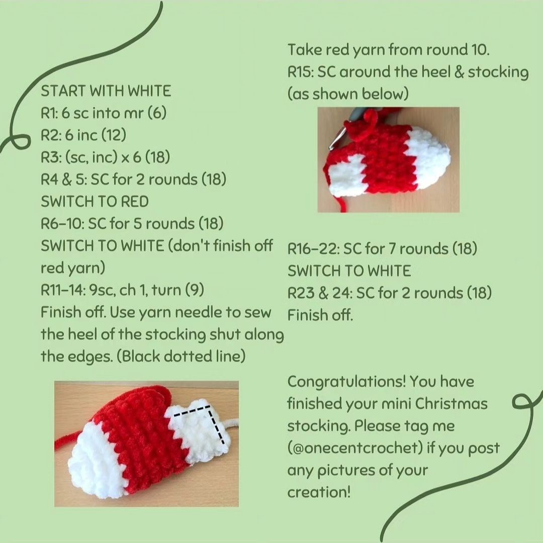 Santa Claus Socks Crochet Pattern.