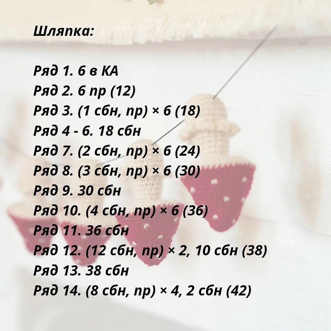 Схема вязания красной шапочки-гриба крючком.