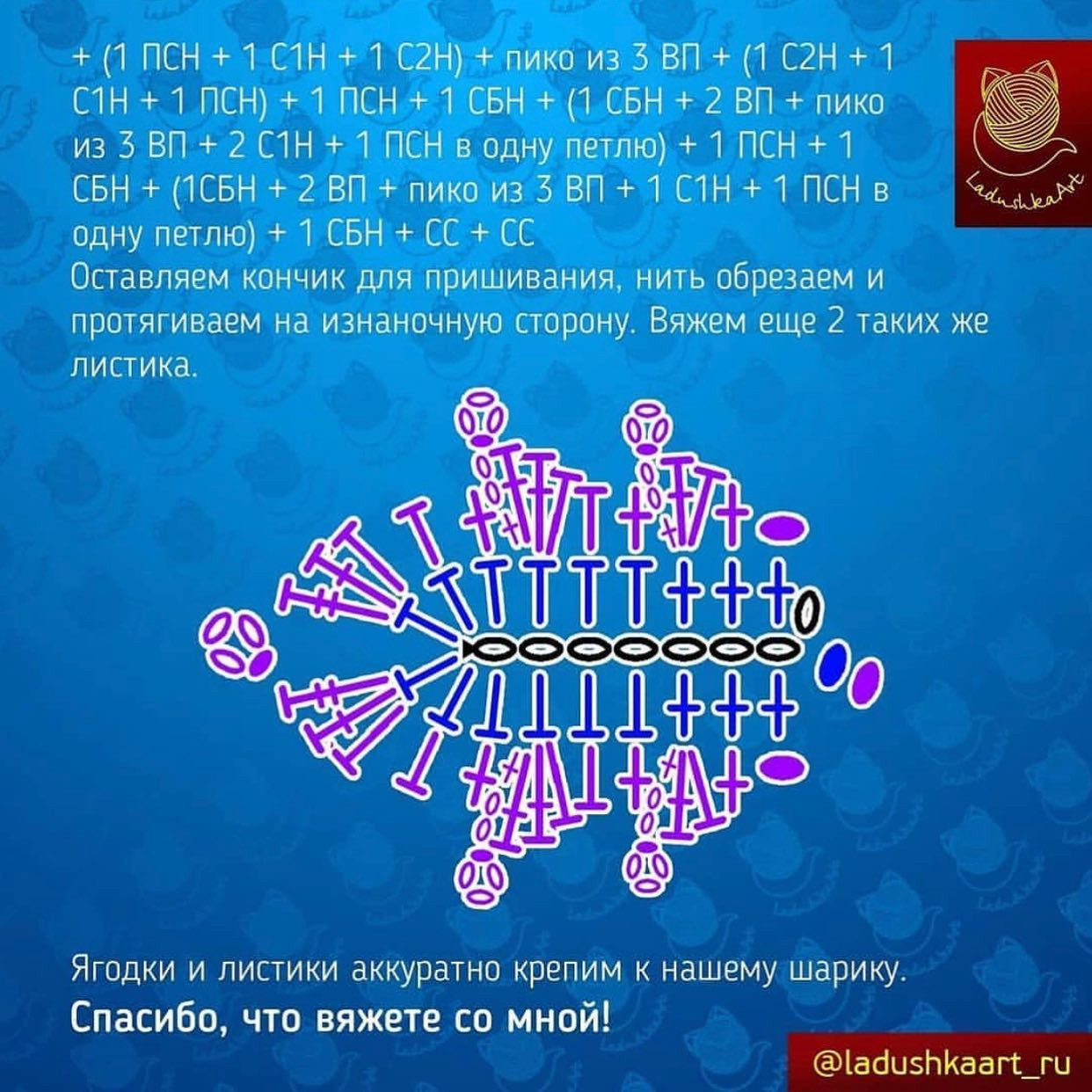 Схема вязания снежного шара крючком.