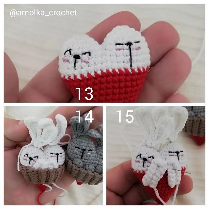 Валентинка, описание от @amolka_crochet ❤️⠀Белым цветом пряжиЛевая половинка сердца1р 6сбн в КА2р 6 пр (12)3р 1сбн, 3 пр, 3сбн, 3пр, 2сбн (18)4р 18сбноставить 6см нити и отрезать⠀Правая половина сердца и само сердцеБелым цветом пряжи1р 6сбн в КА2р 6