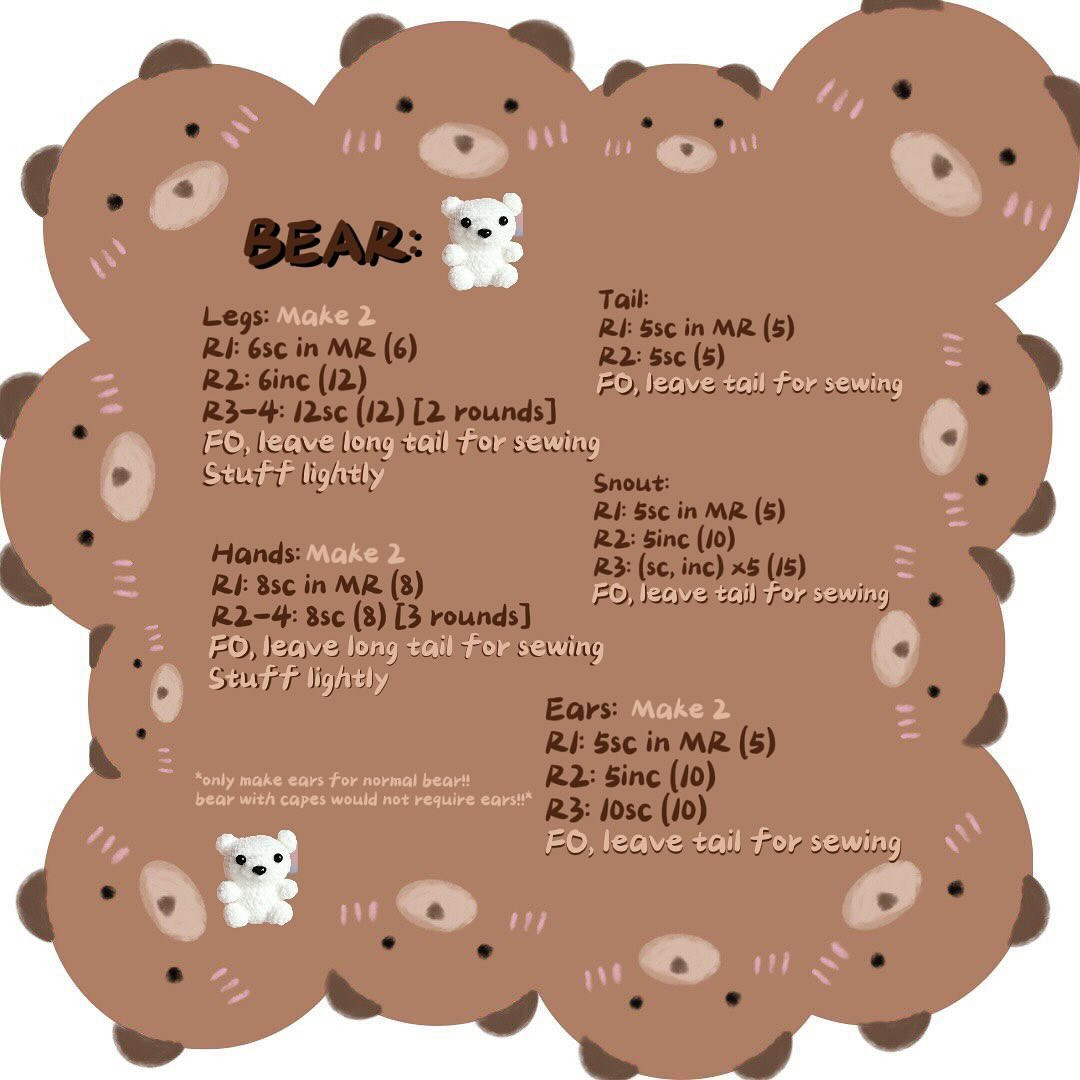 🐻4-in-1 bear with cape pattern🐻