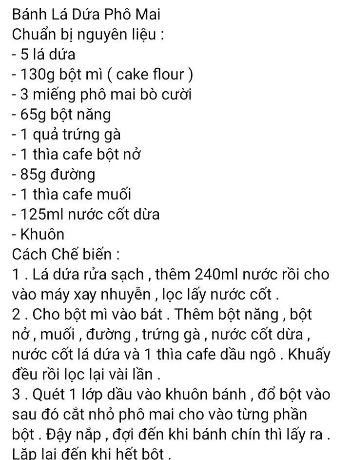 bánh phô mai, bánh lá dứa phô mai, bánh mì mochi khoai lang