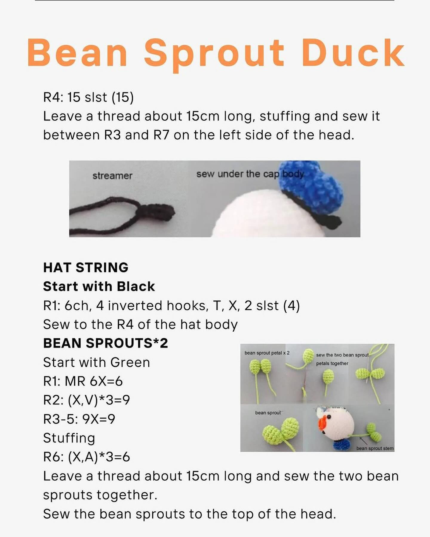 bean sprout duck crochet pattern