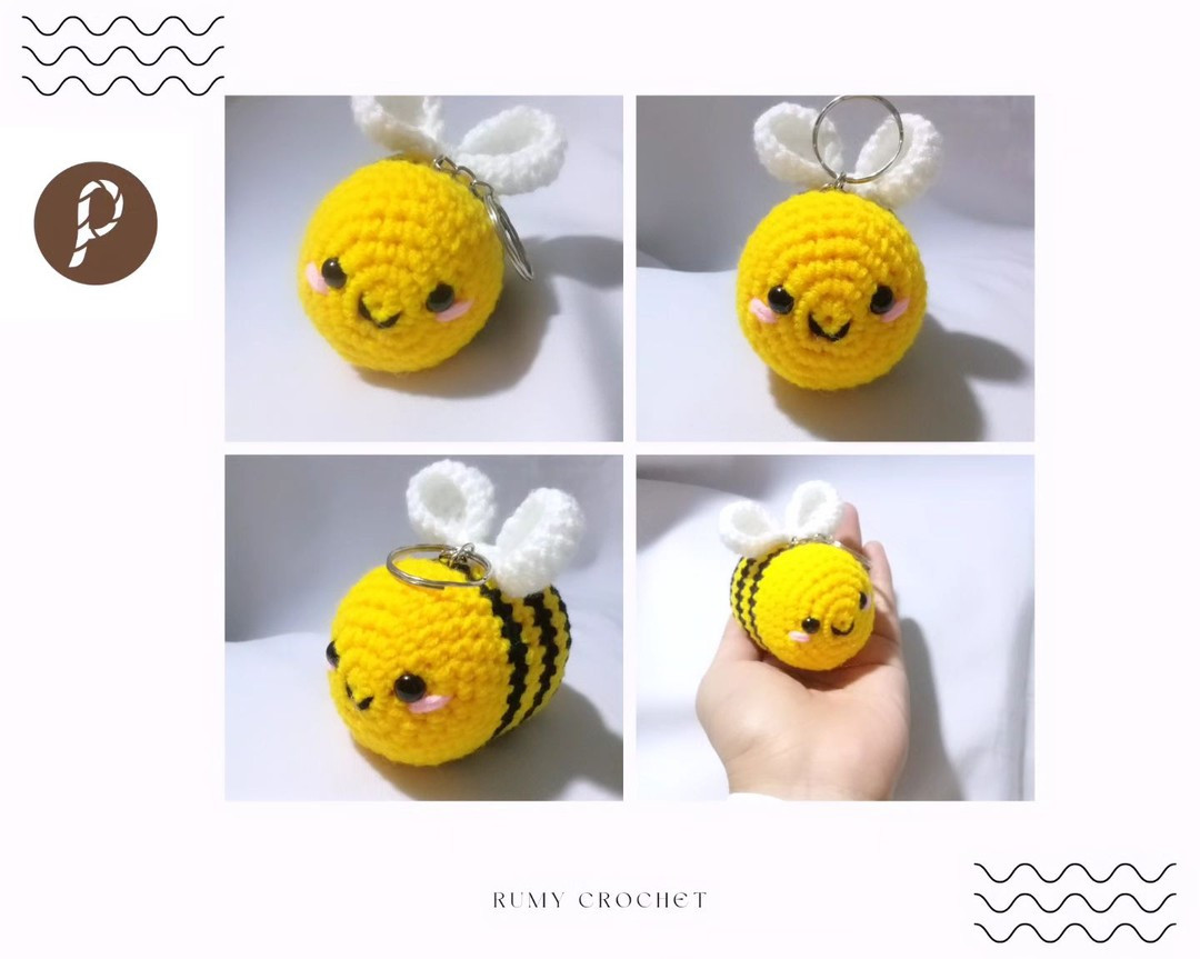 bee crochet keychain