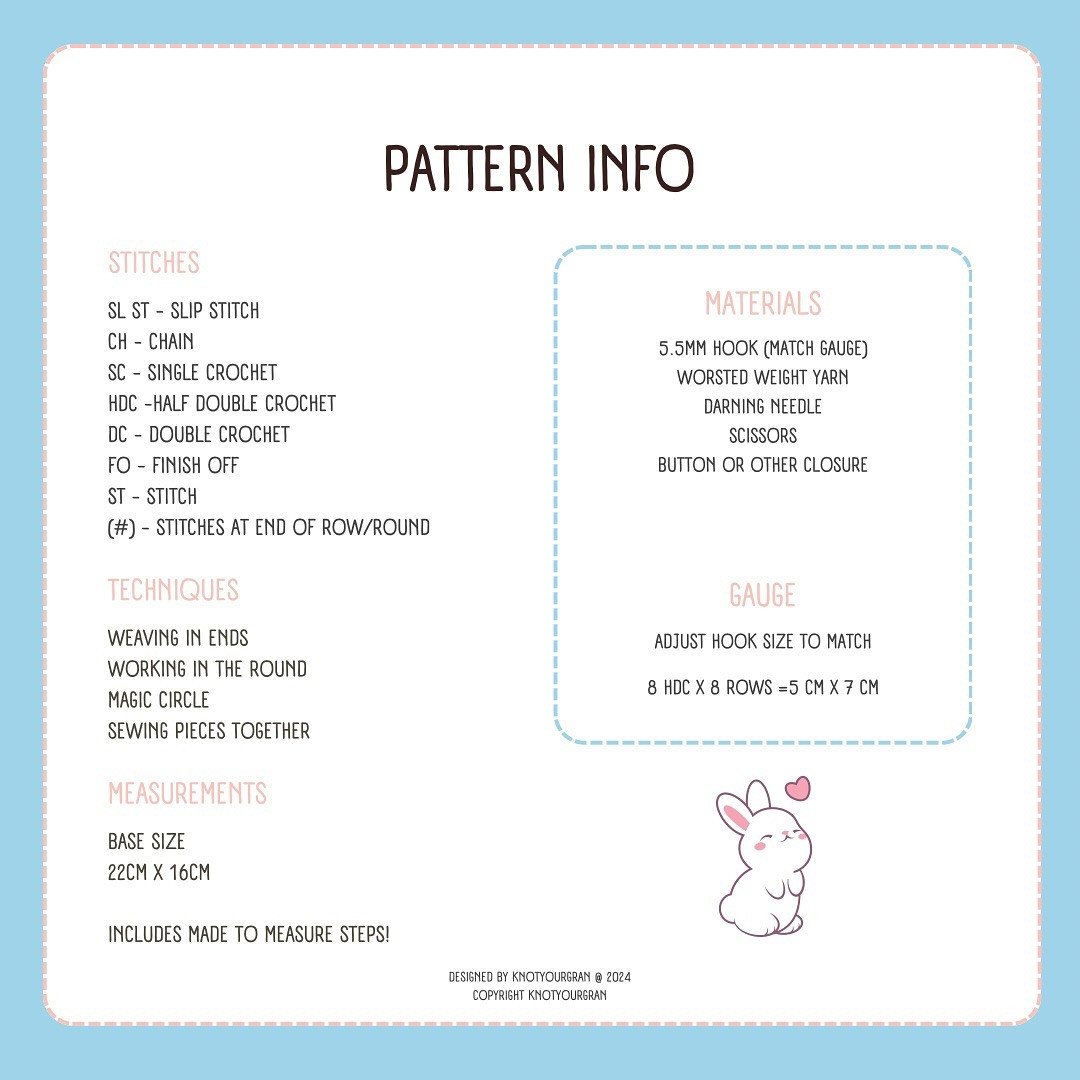 🐰 BUNNY BOOK SLEEVE CROCHET PATTERN 🐰