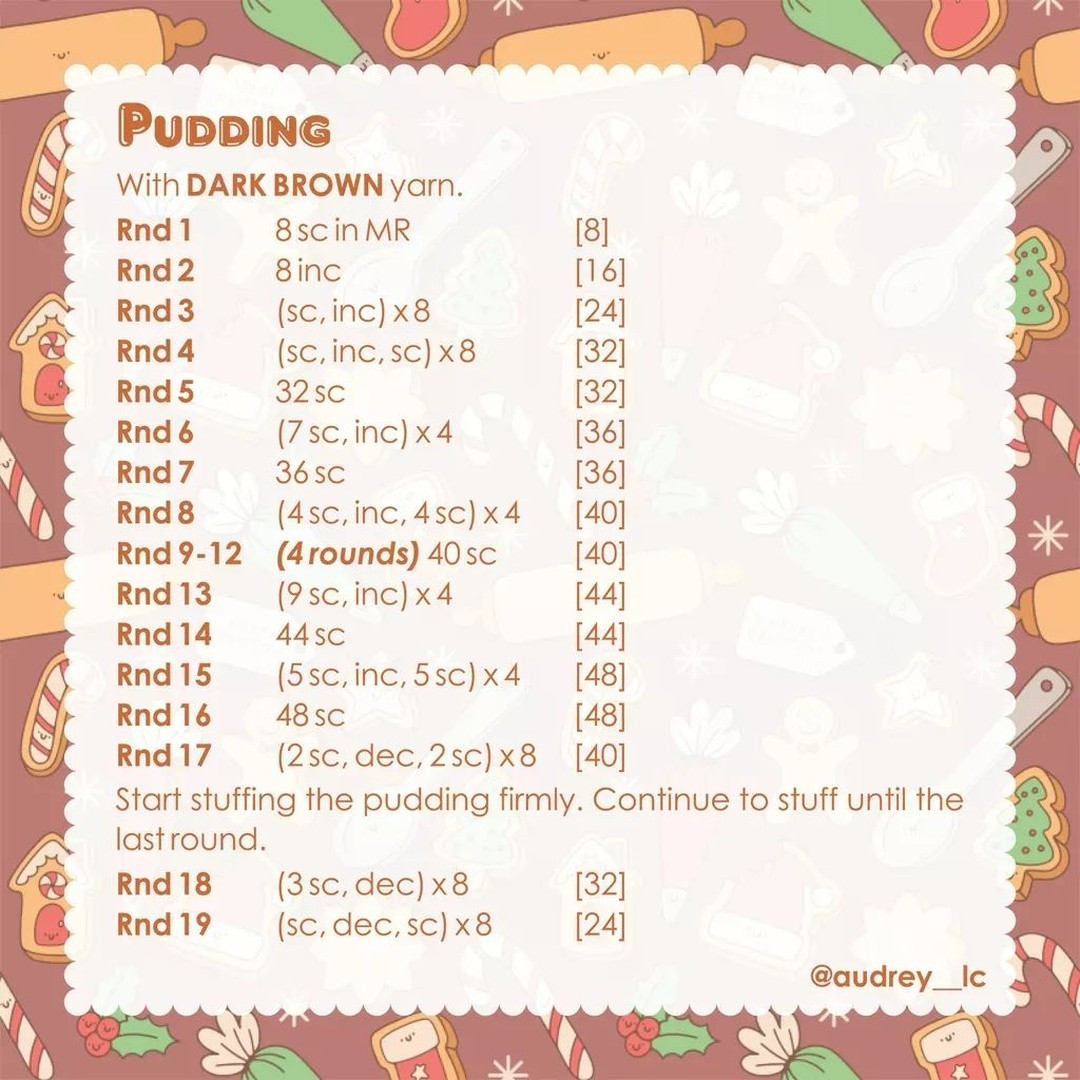 bunny christmas pudding free crochet pattern