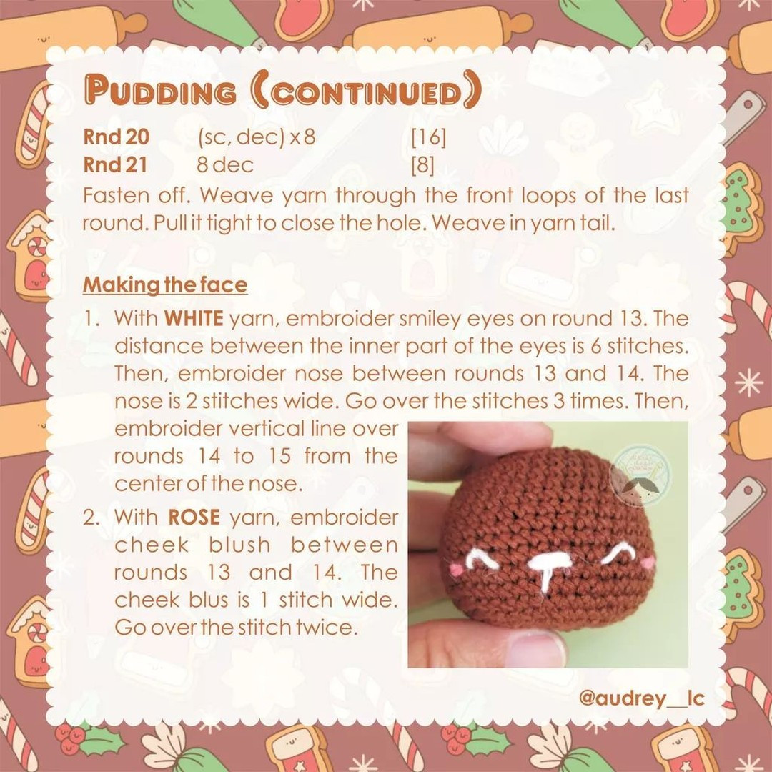 bunny christmas pudding free crochet pattern