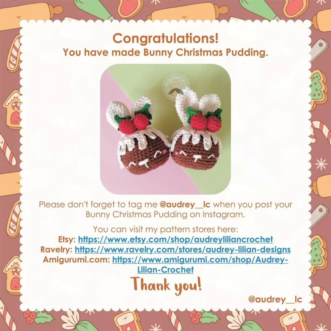 bunny christmas pudding free crochet pattern