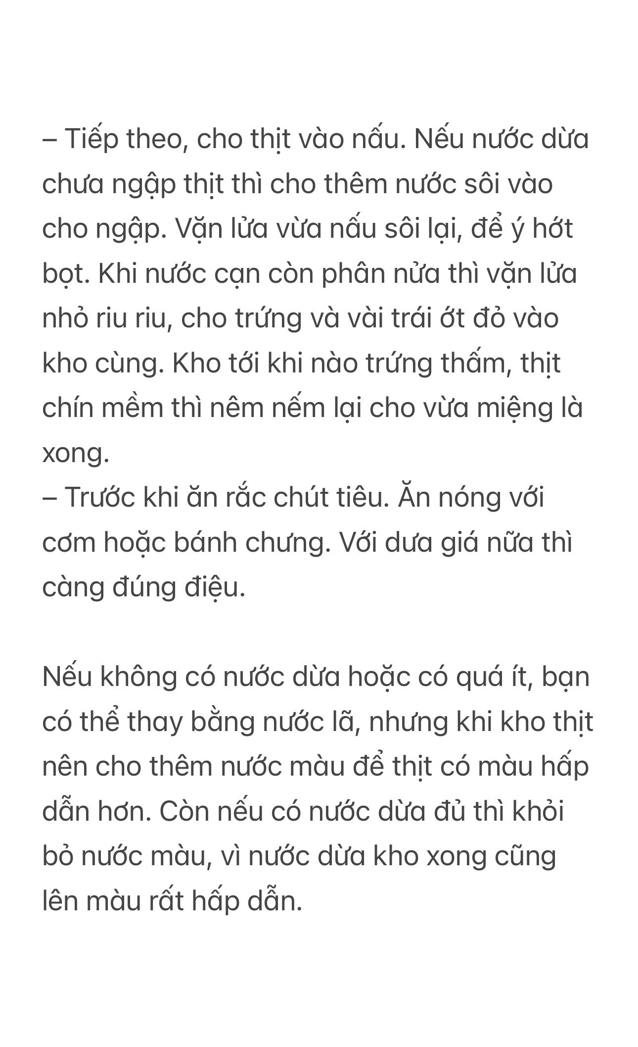 Cách làm món thịt kho nước dừa hột vịt