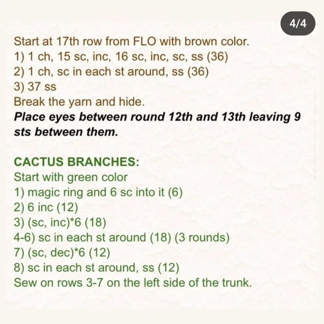 cactus keychain free english pattern