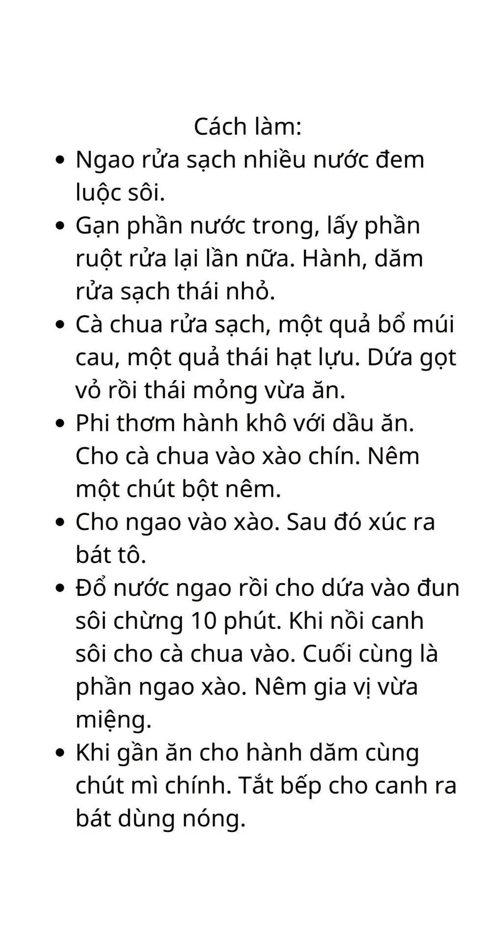 canh ngao rau cải, canh chua chả cá, canh khổ qua nhồi thịt, cánh bí đỏ nấu mọc, canh bầu nấu tôm, canh ngao nấu dứa,