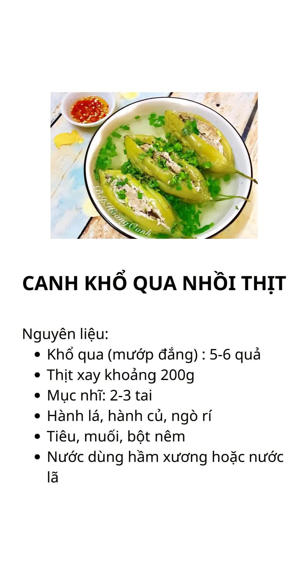 canh ngao rau cải, canh chua chả cá, canh khổ qua nhồi thịt, cánh bí đỏ nấu mọc, canh bầu nấu tôm, canh ngao nấu dứa,