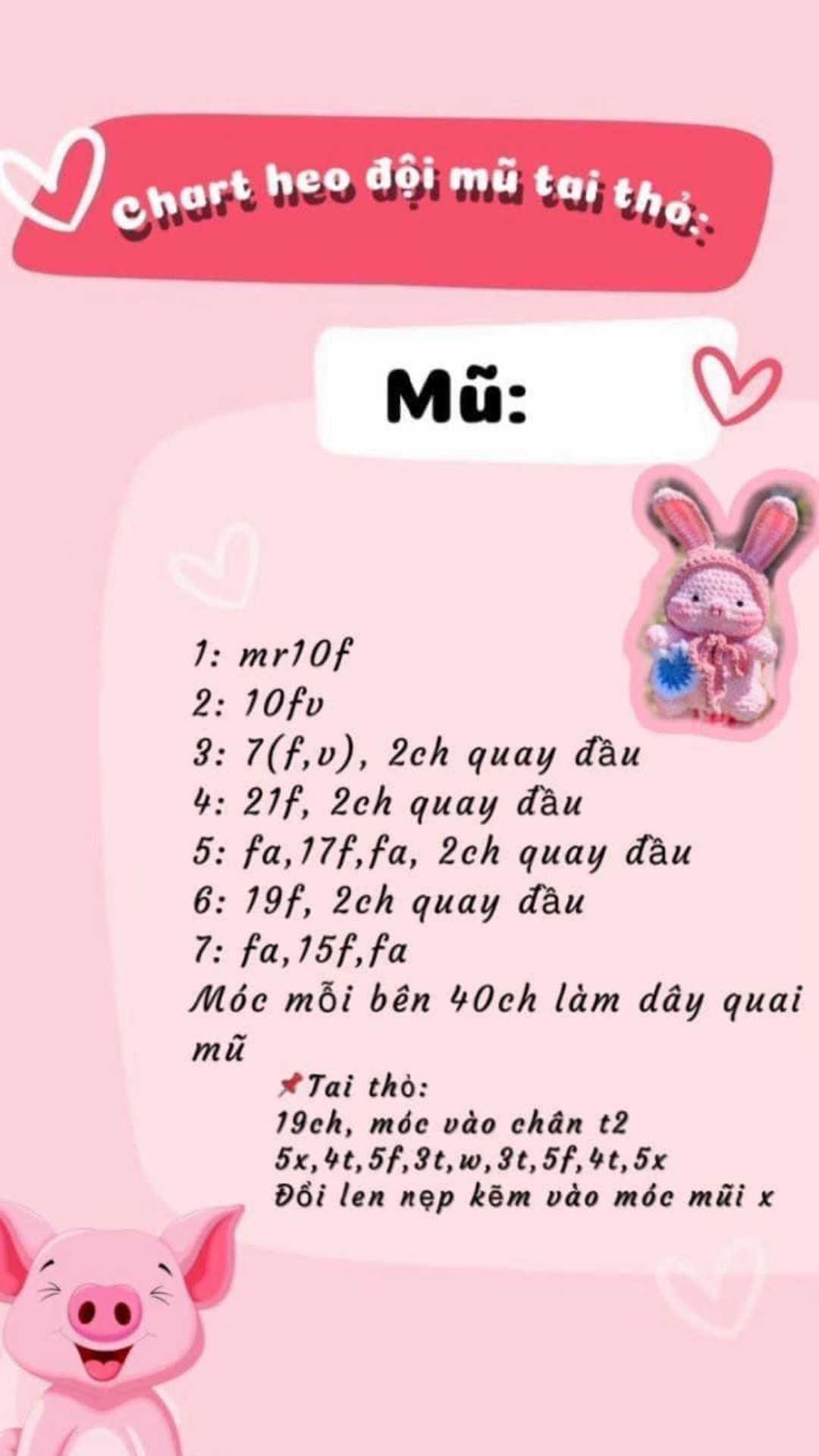 chart heo đội mũ tai thỏ