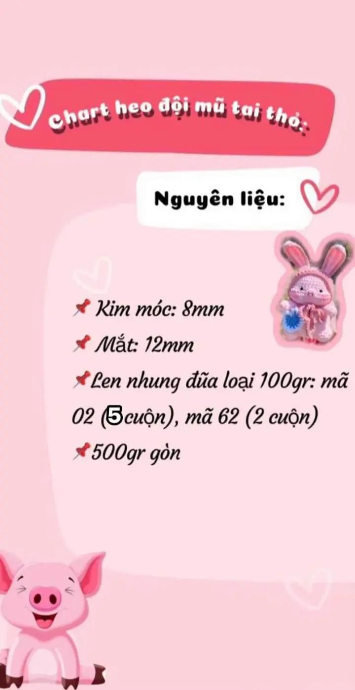 chart heo đội mũ thỏ 35cm