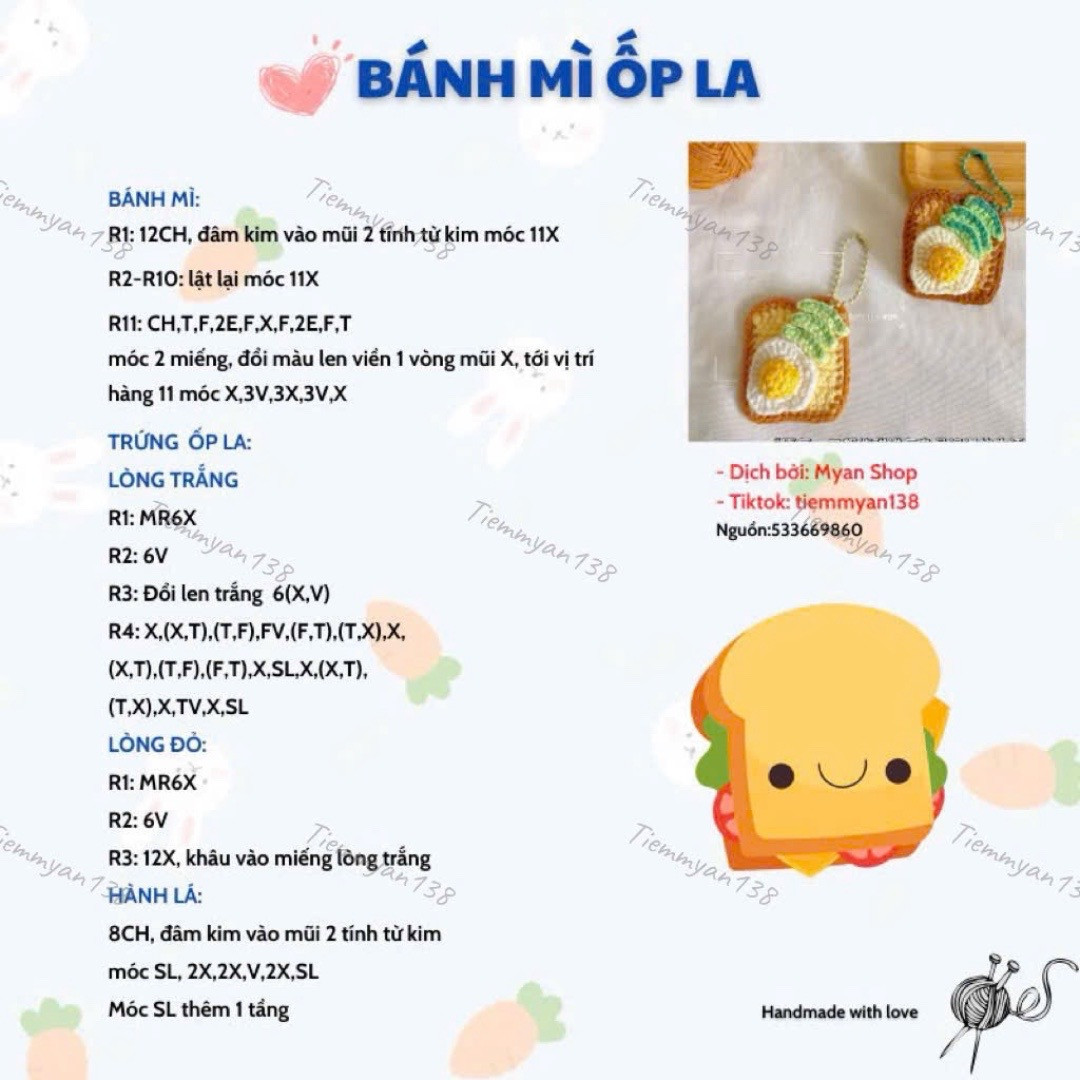 Chart móc bánh mì ốp la