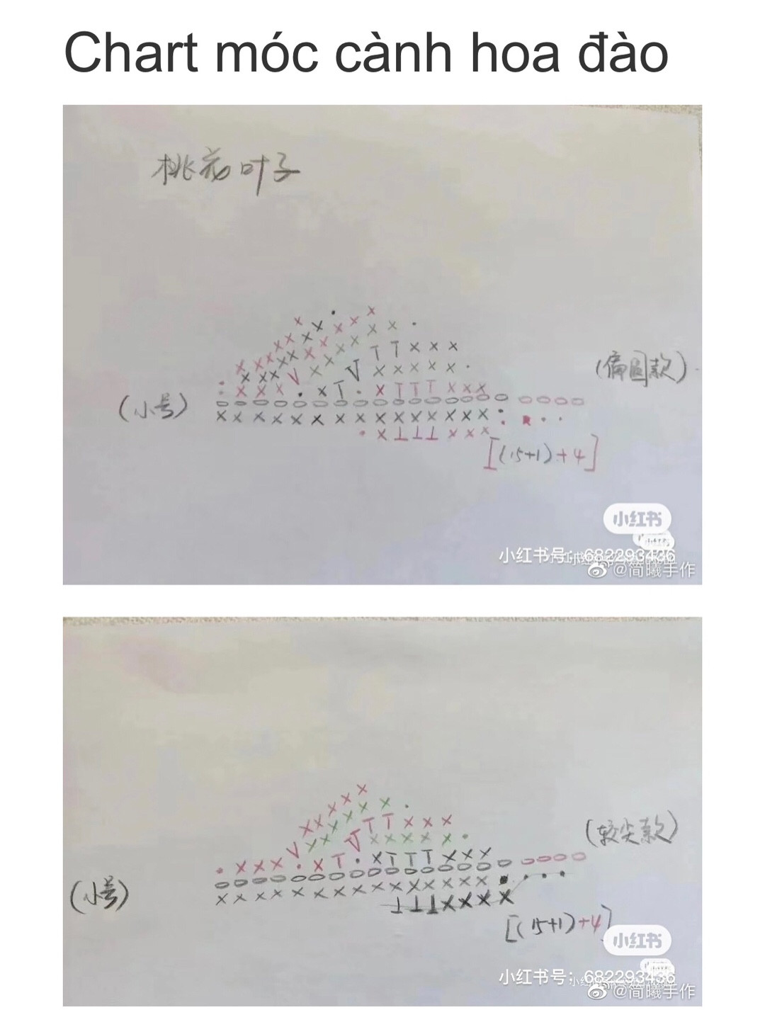 chart móc cành hoa đào