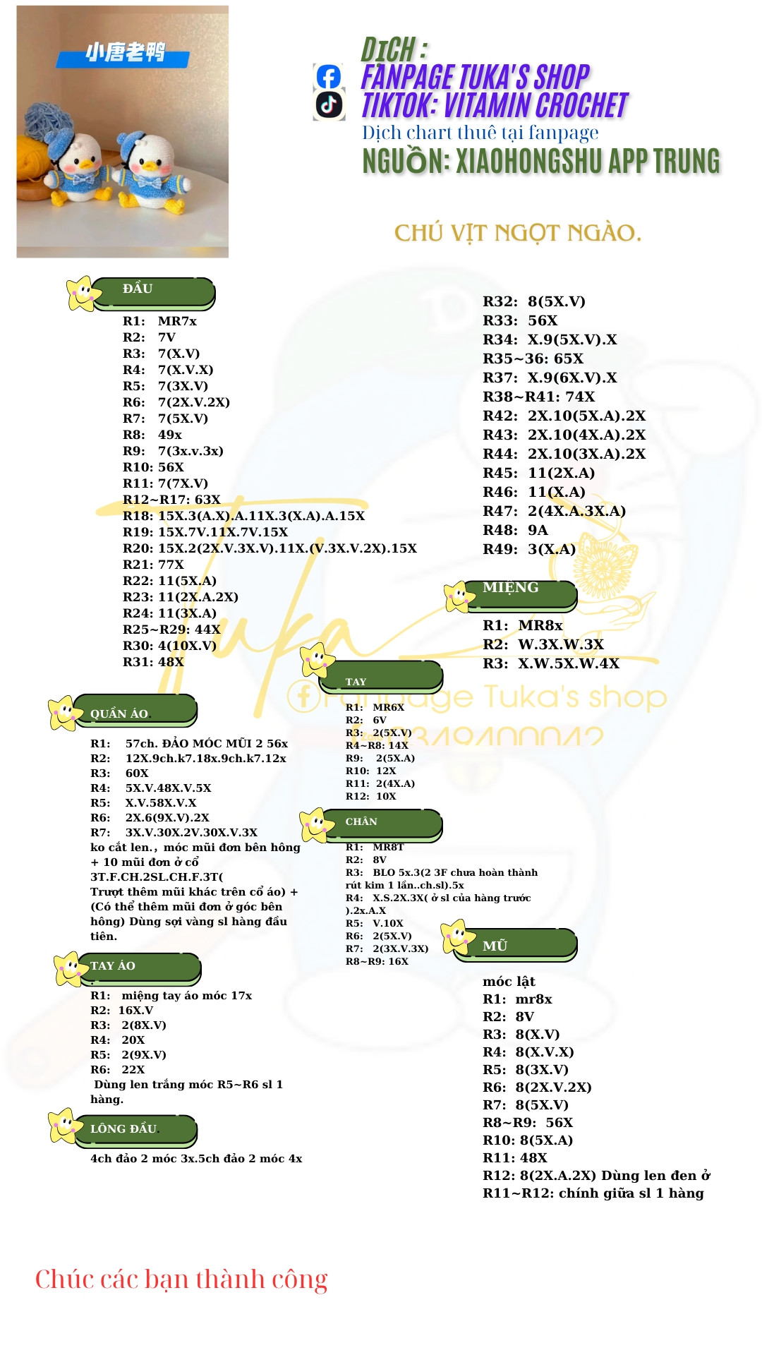 chart móc chú vịt ngọt ngào