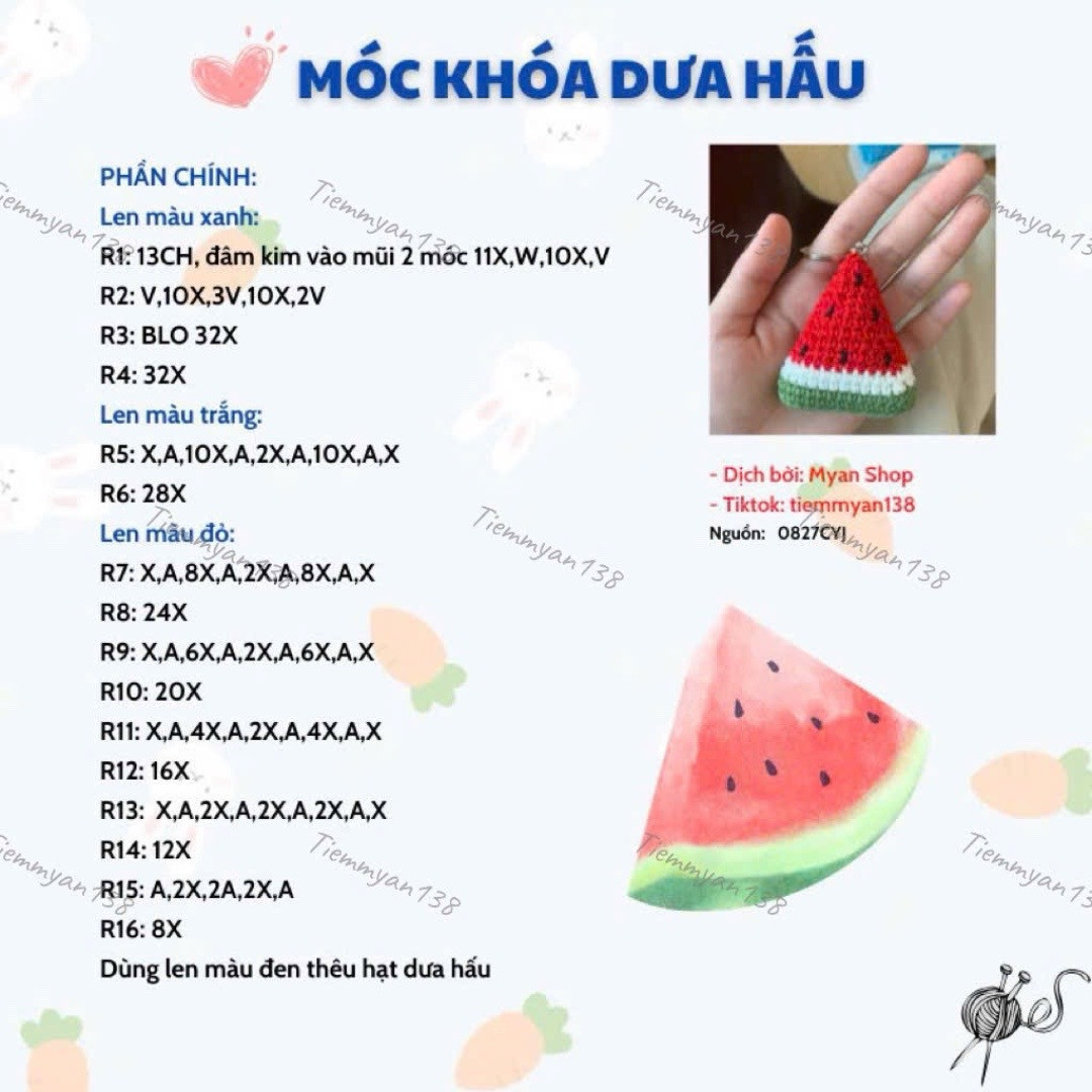 Chart móc Dưa hấu Móc khoá dưa hấu