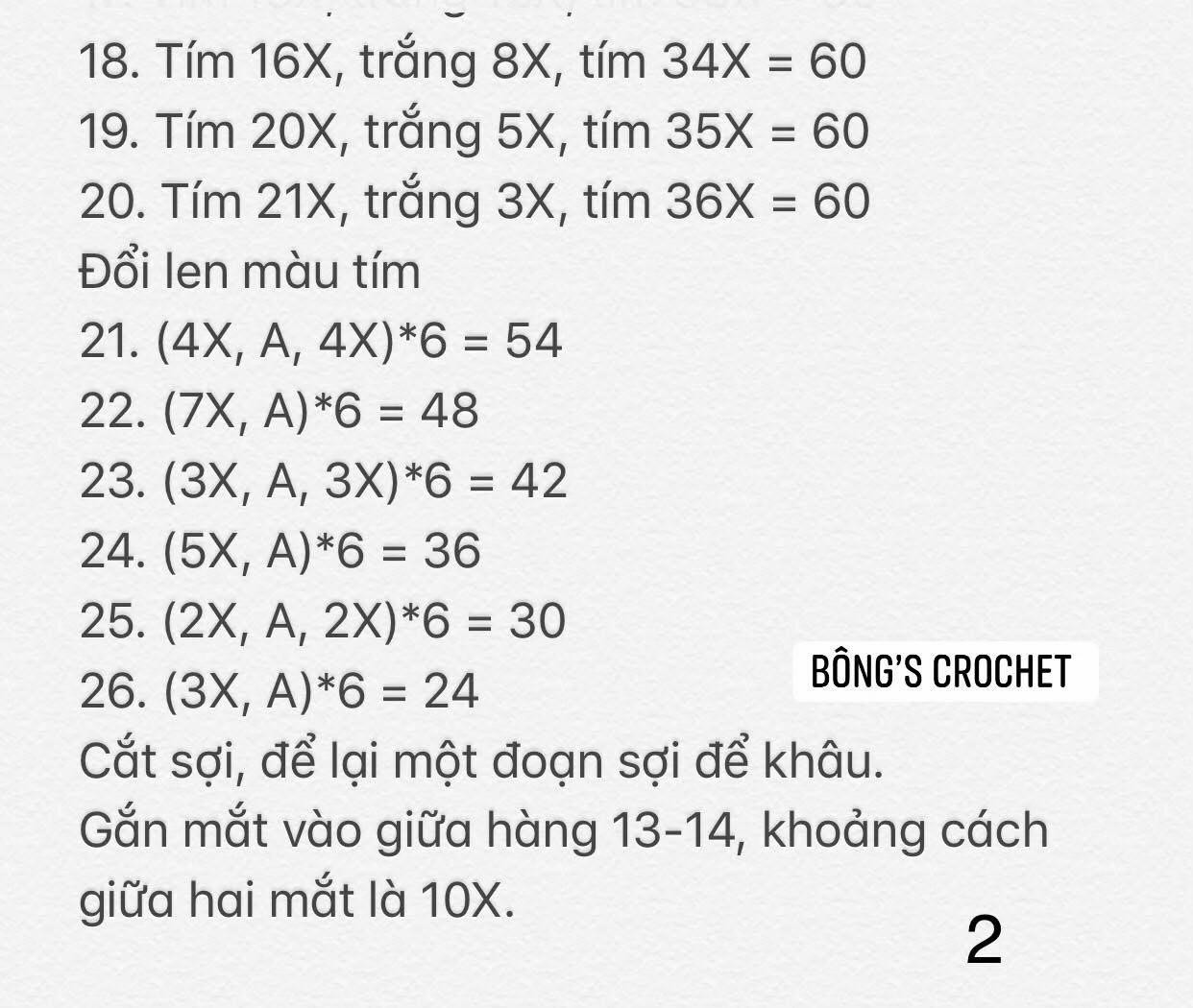 chart móc len Bò sữa milka