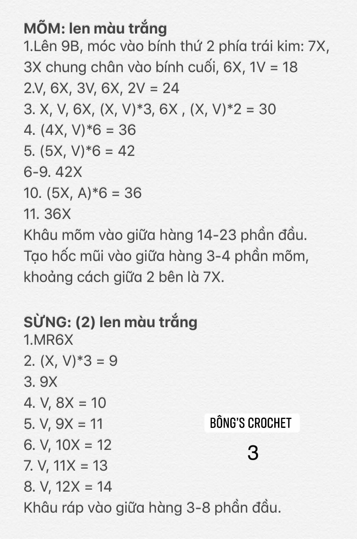 chart móc len Bò sữa milka