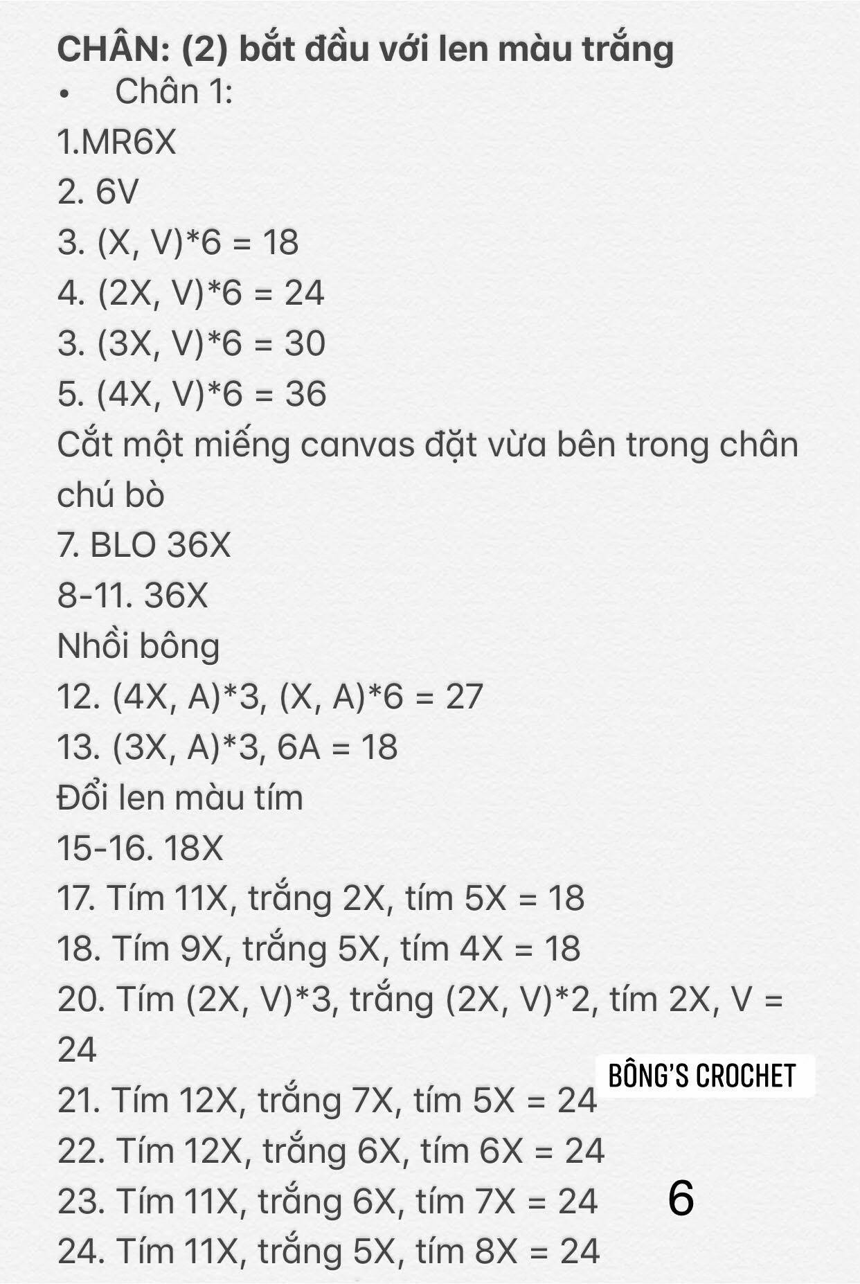 chart móc len Bò sữa milka