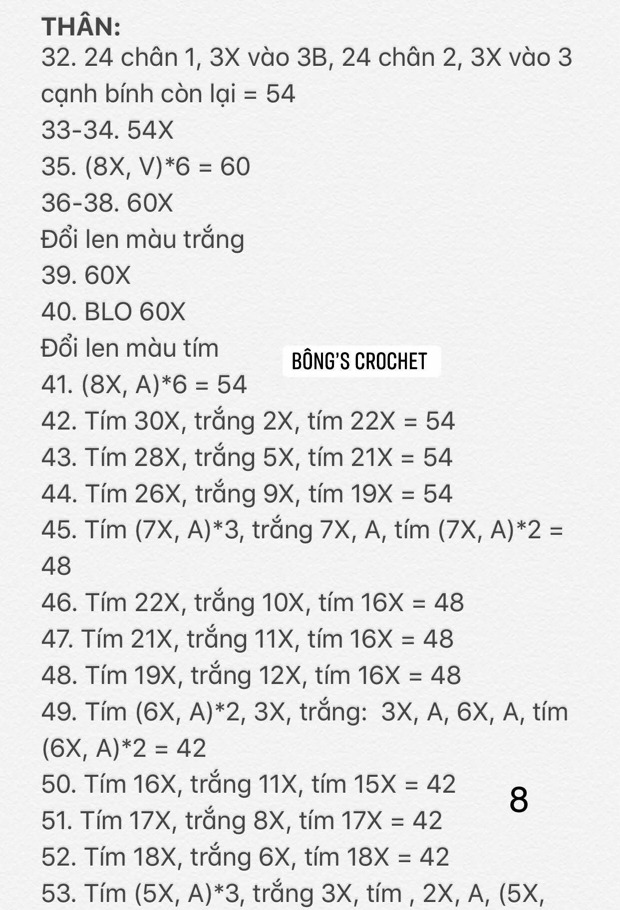 chart móc len Bò sữa milka