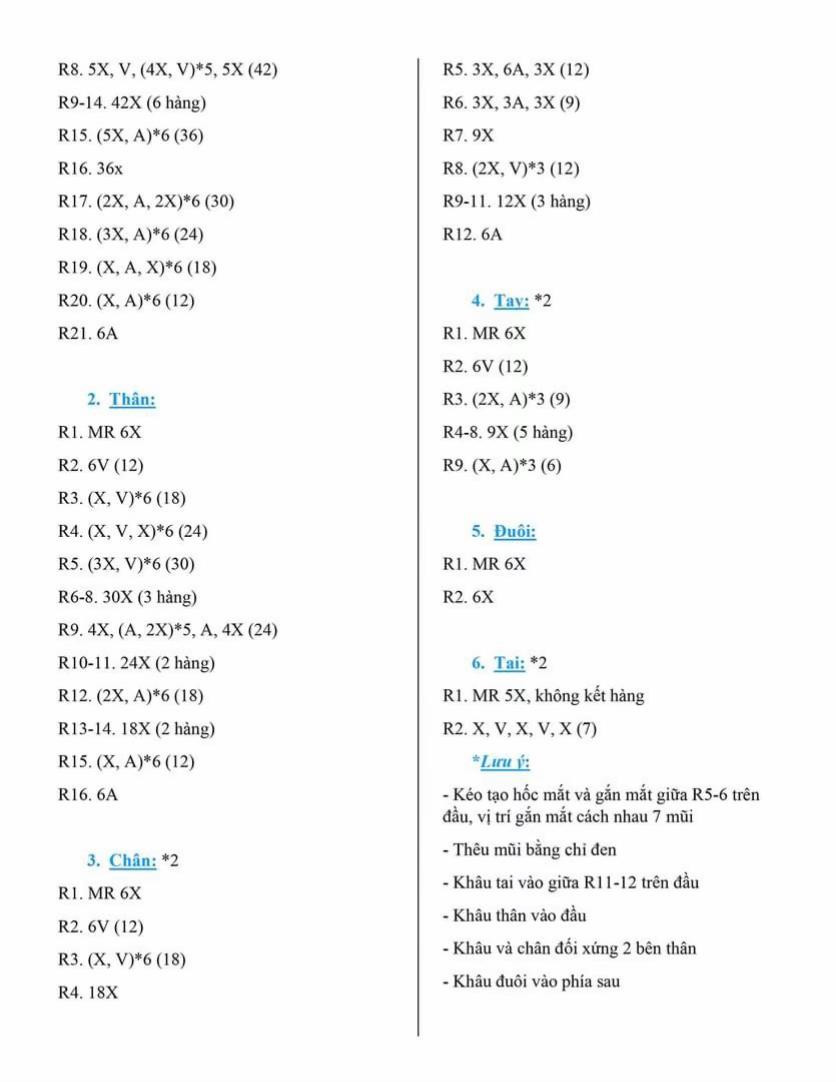 chart móc len chú gấu nhỏ