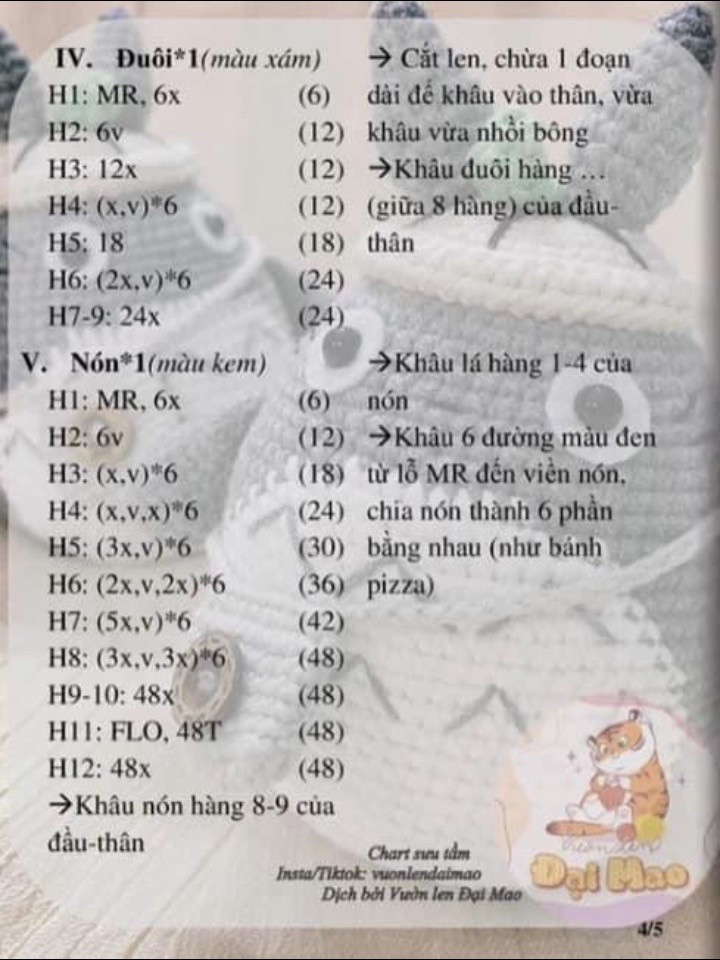 chart móc len thần rừng totoro