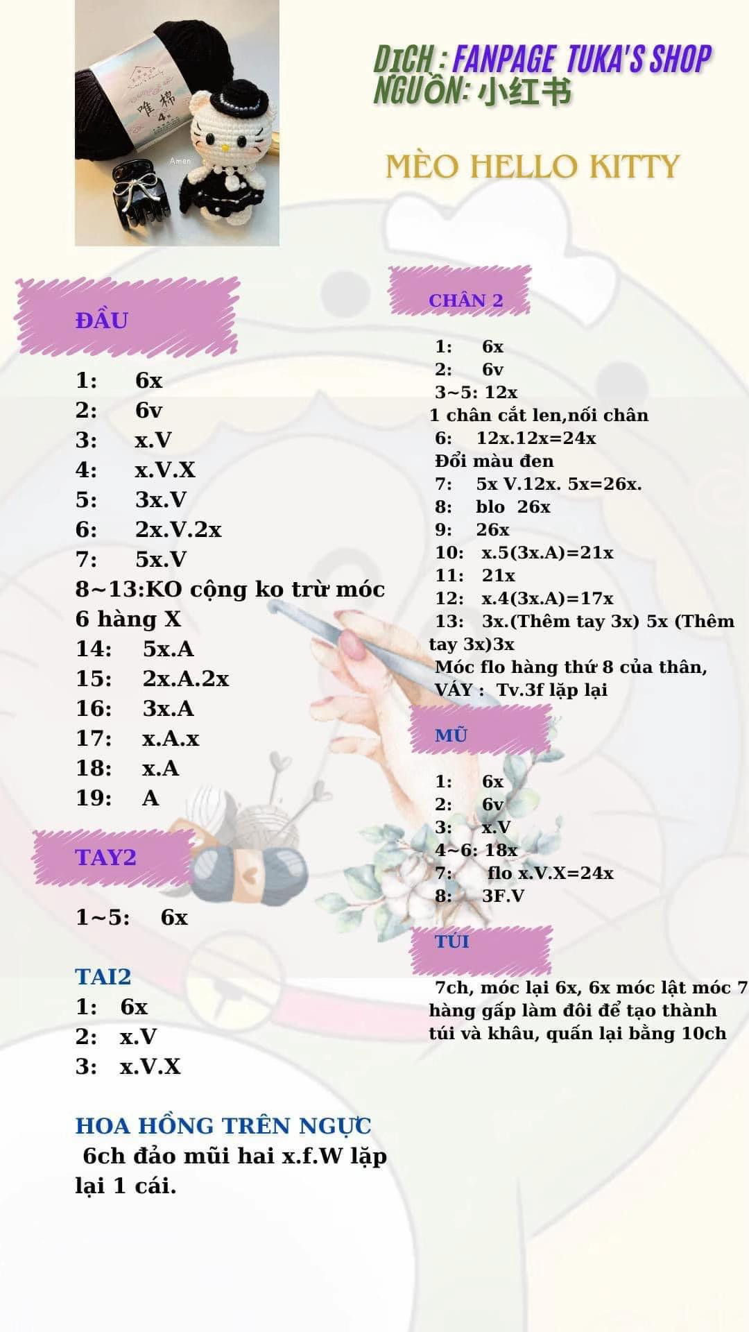 chart móc mèo hello kitty