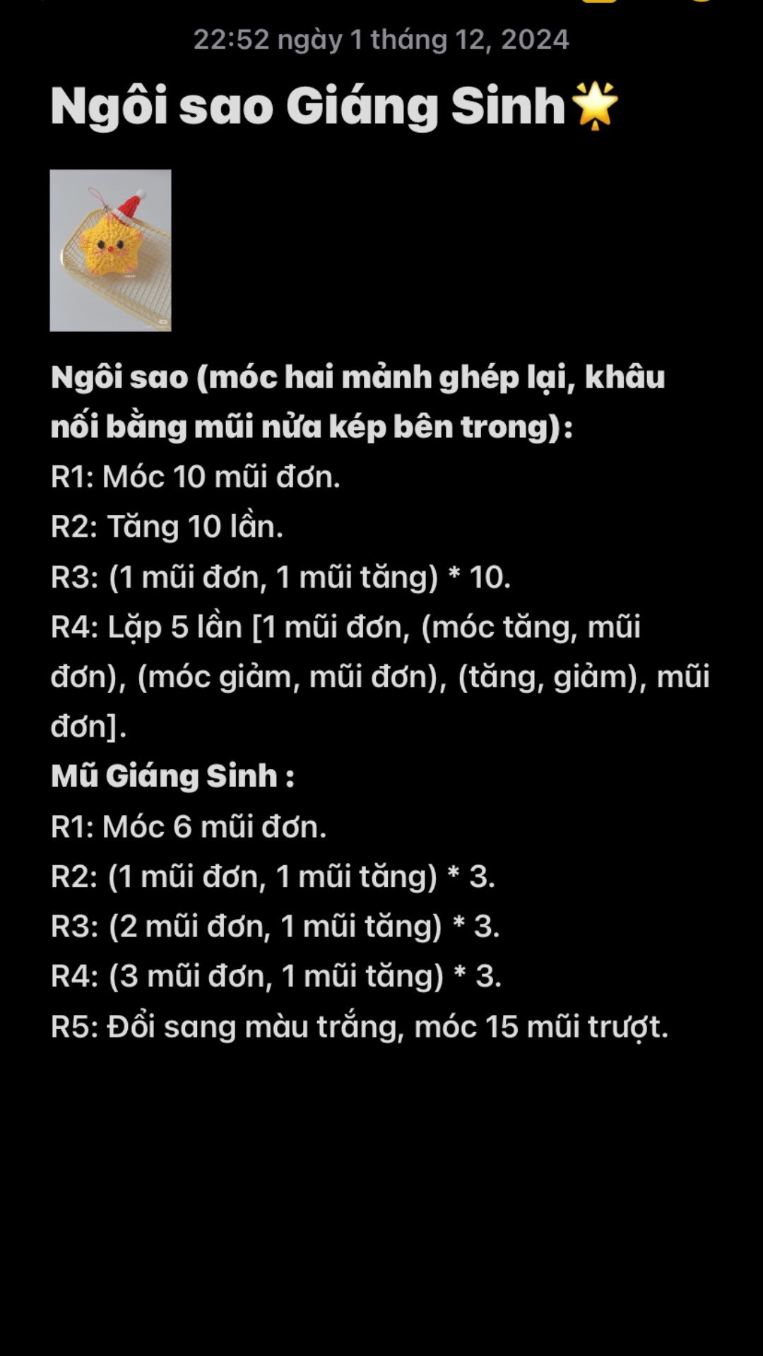 chart móc ngôi sao giáng sinh