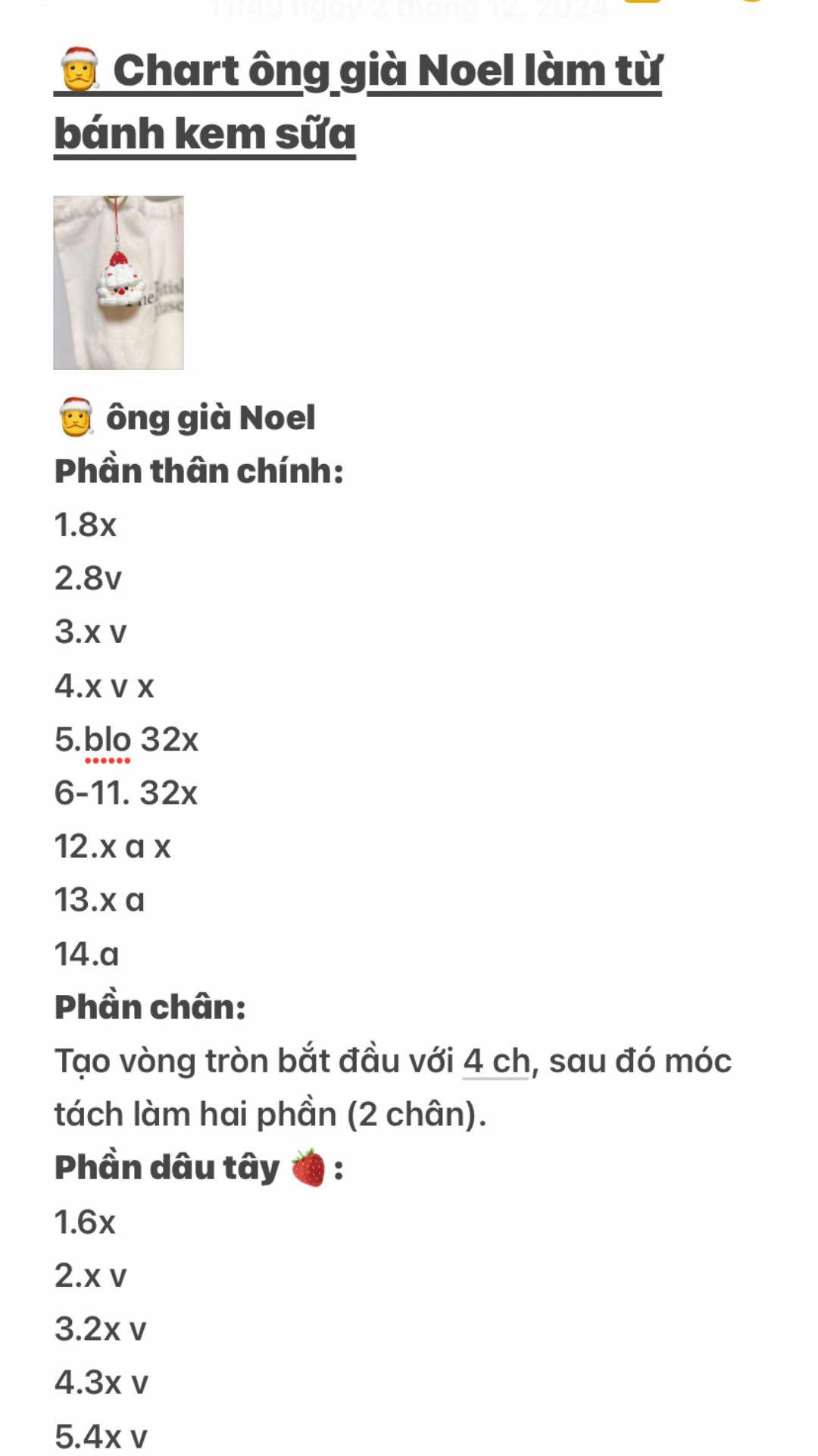 Chart ông già Noel làm từ bánh kem sữa